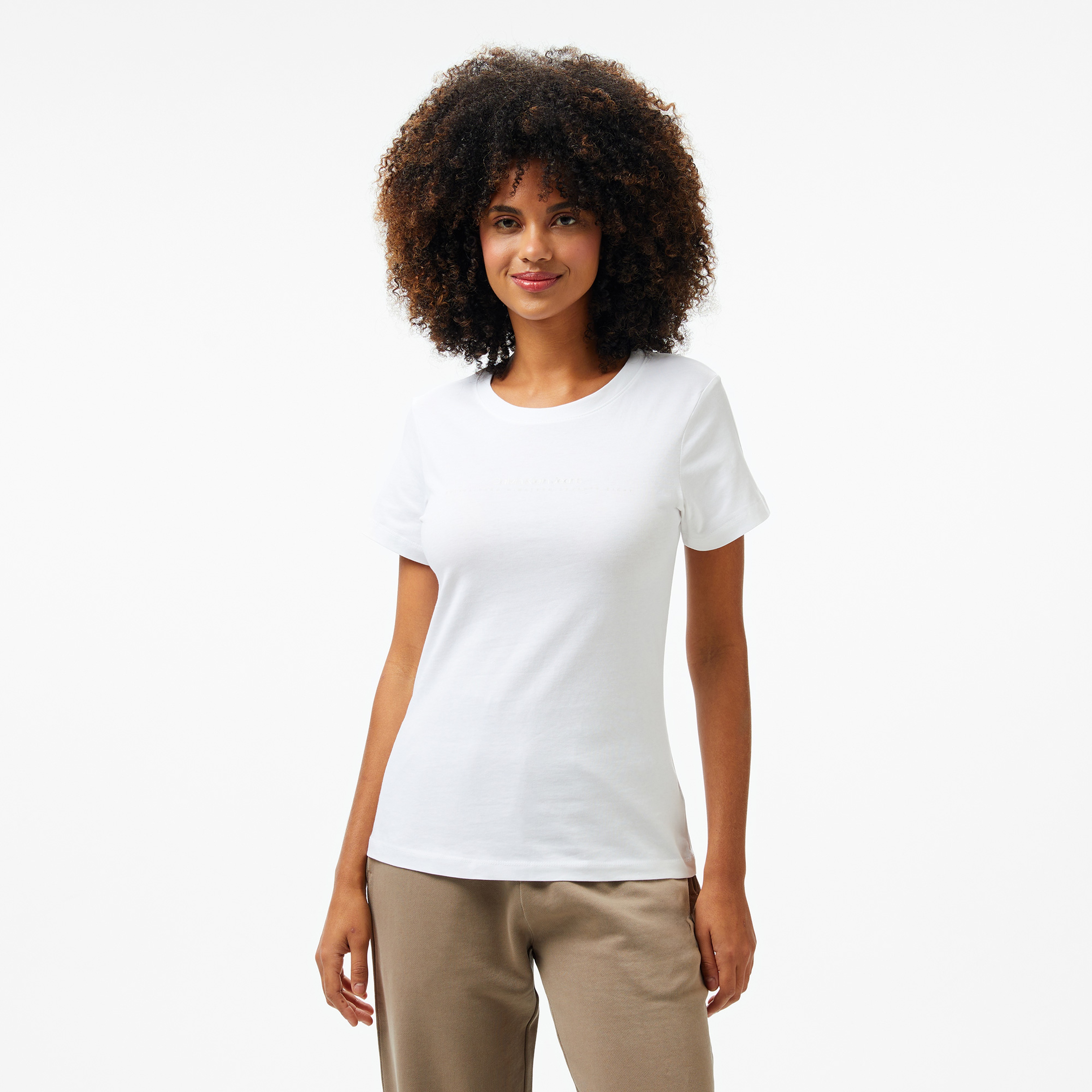 Calvin Klein İnstitutional Graphic Slim Kadın Beyaz T-Shirt