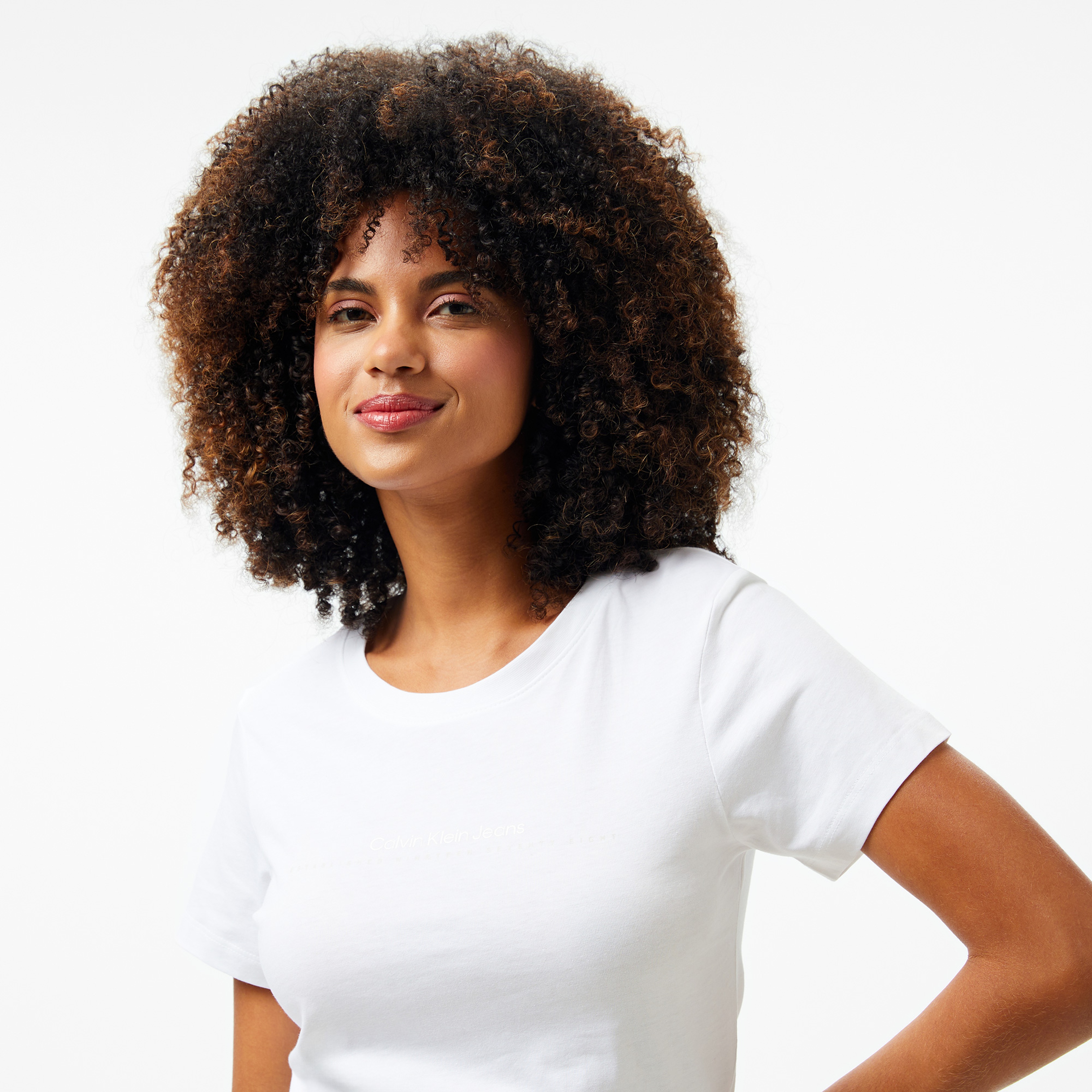 Calvin Klein İnstitutional Graphic Slim Kadın Beyaz T-Shirt