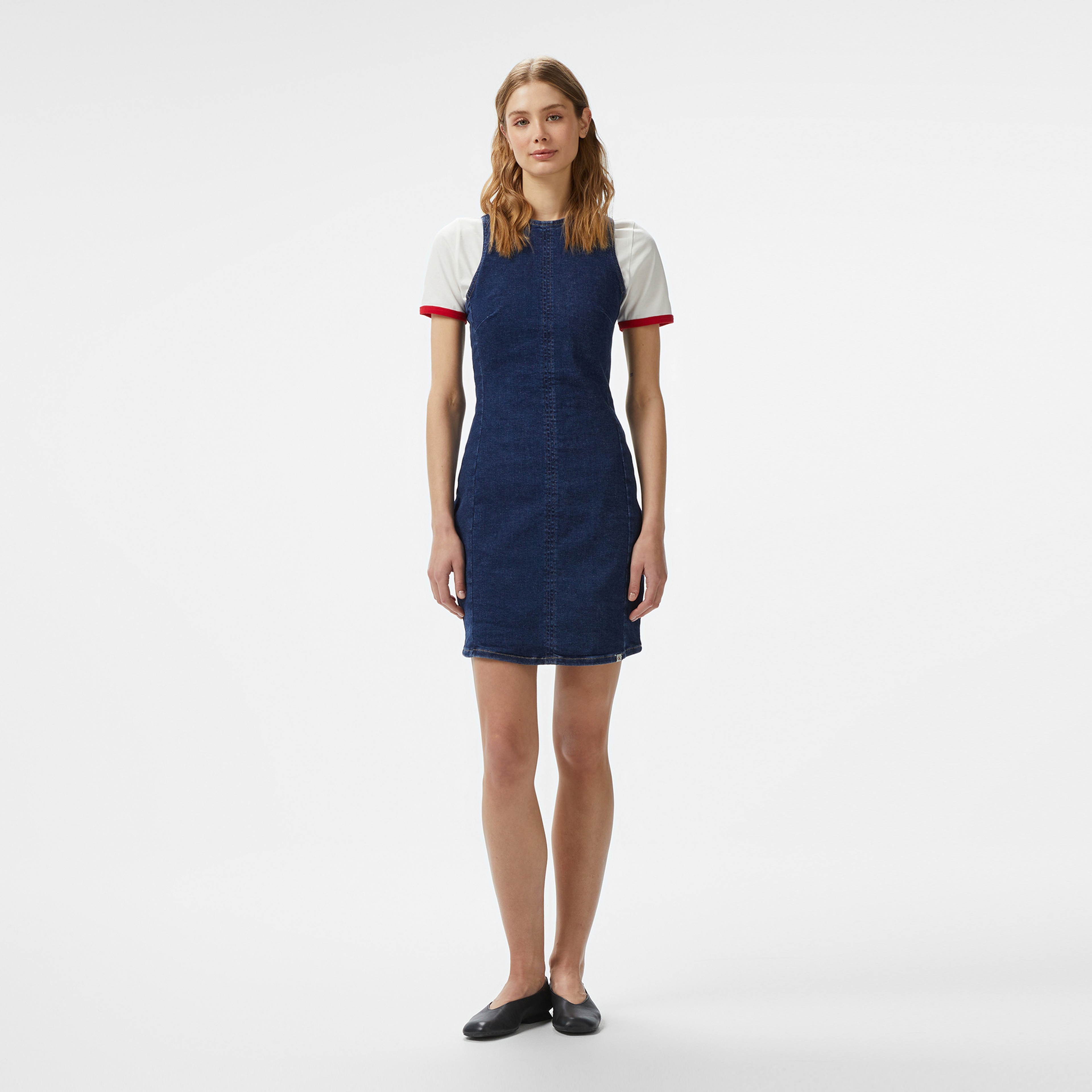 Calvin Klein Mini Column Denim Kadın Lacivert Elbise