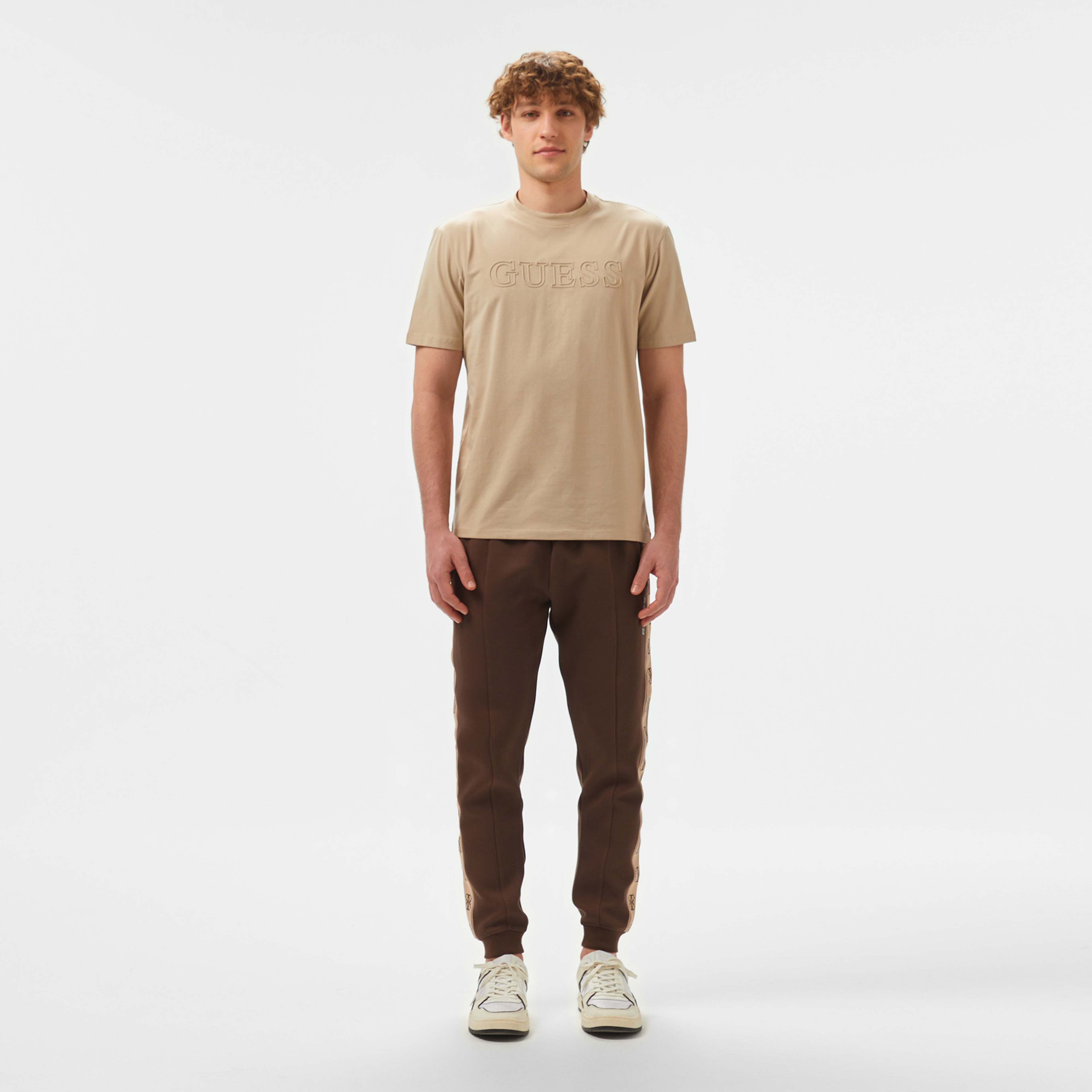 Guess Mickey Cuff Recycled Punto Milano 300 Erkek Kahverengi Eşofman Altı