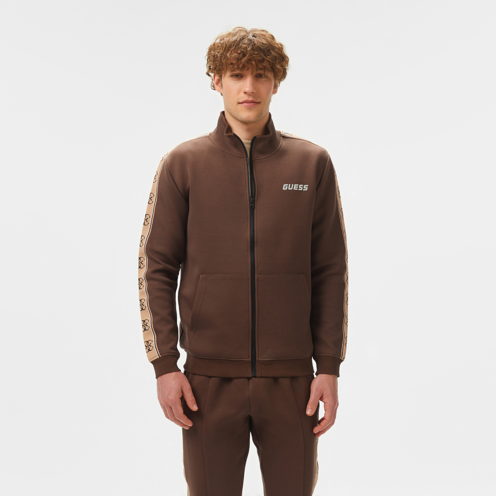 Guess Mickey Full Zip Recycled Punto Milano 300 Erkek Mavi