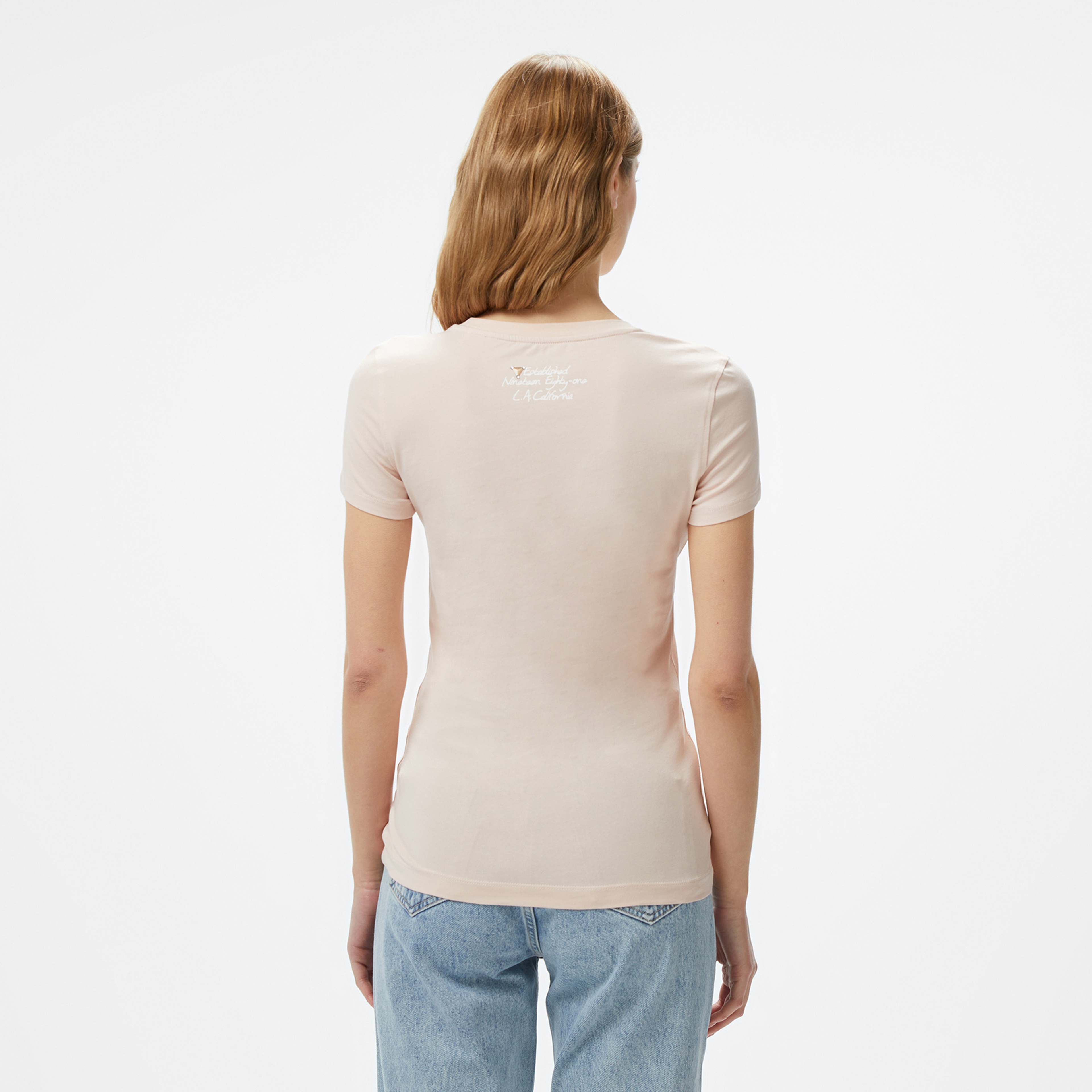 Guess Cn Cheeta Logo Mid Organicetch 180 Kadın Pembe T-Shirt