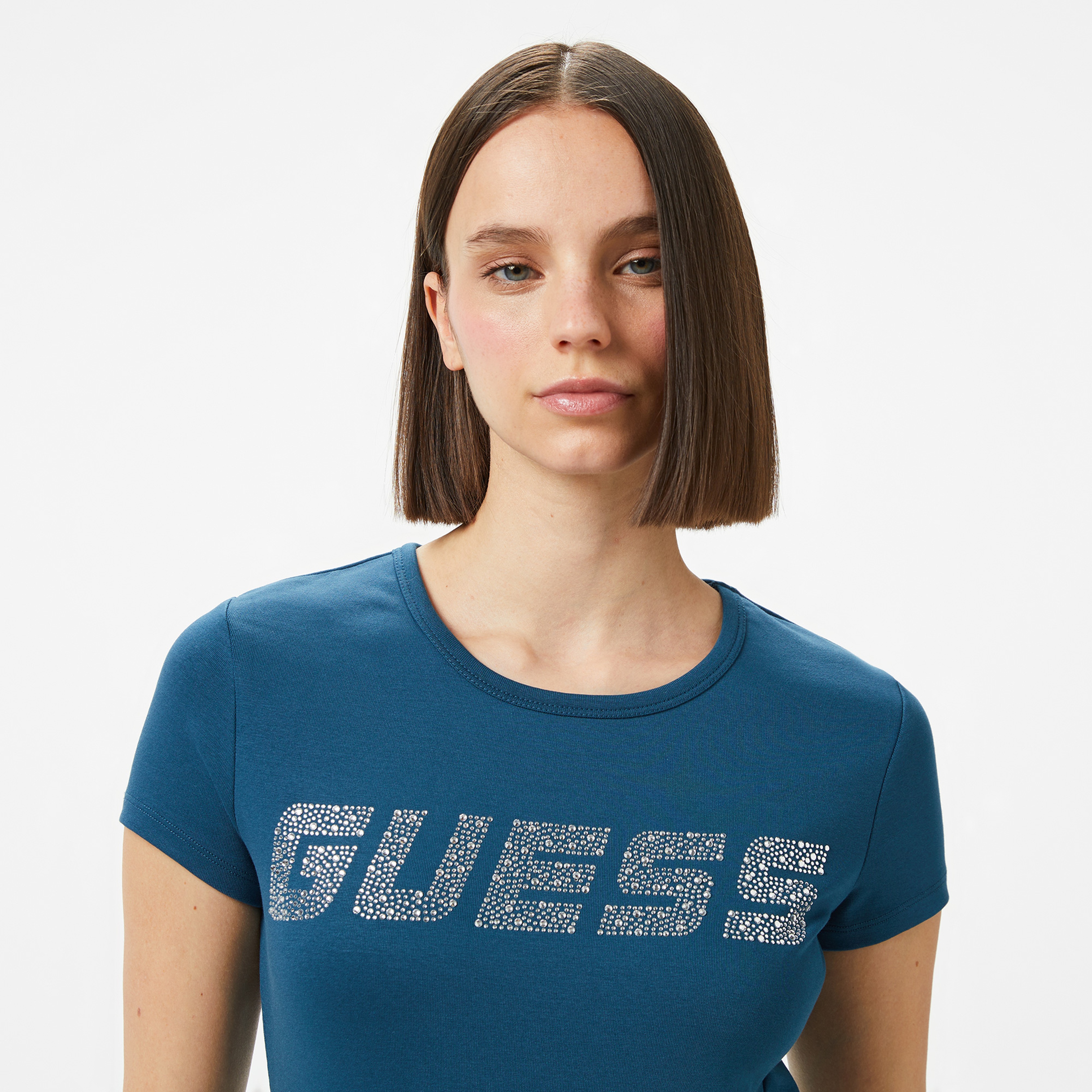 Guess Kiara Org 270 Kadın Mavi T-Shirt