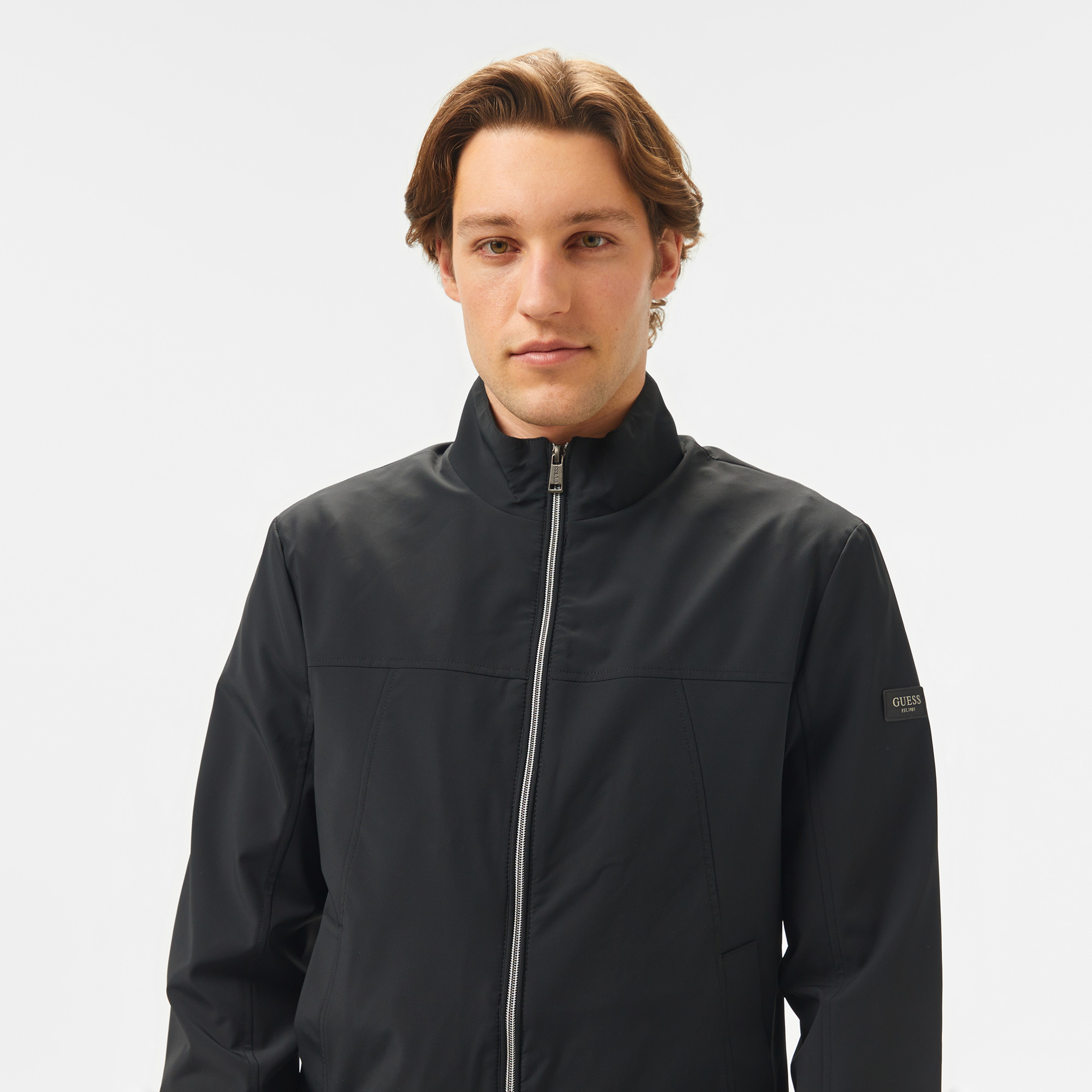 Guess Stretch Packable Bom Recycled Nylonetch Diamond Erkek Siyah Ceket
