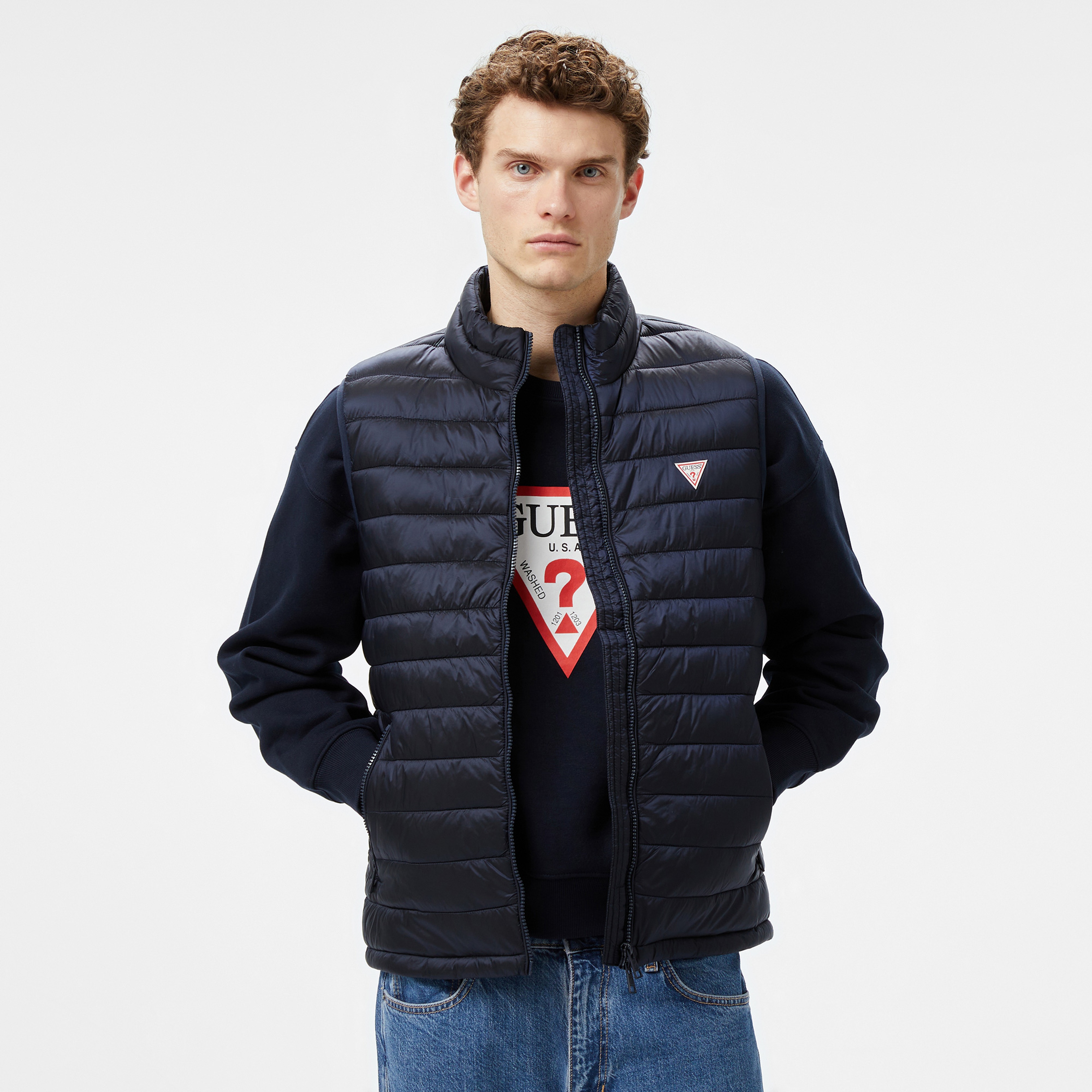 Guess Erkek Lacivert Yelek