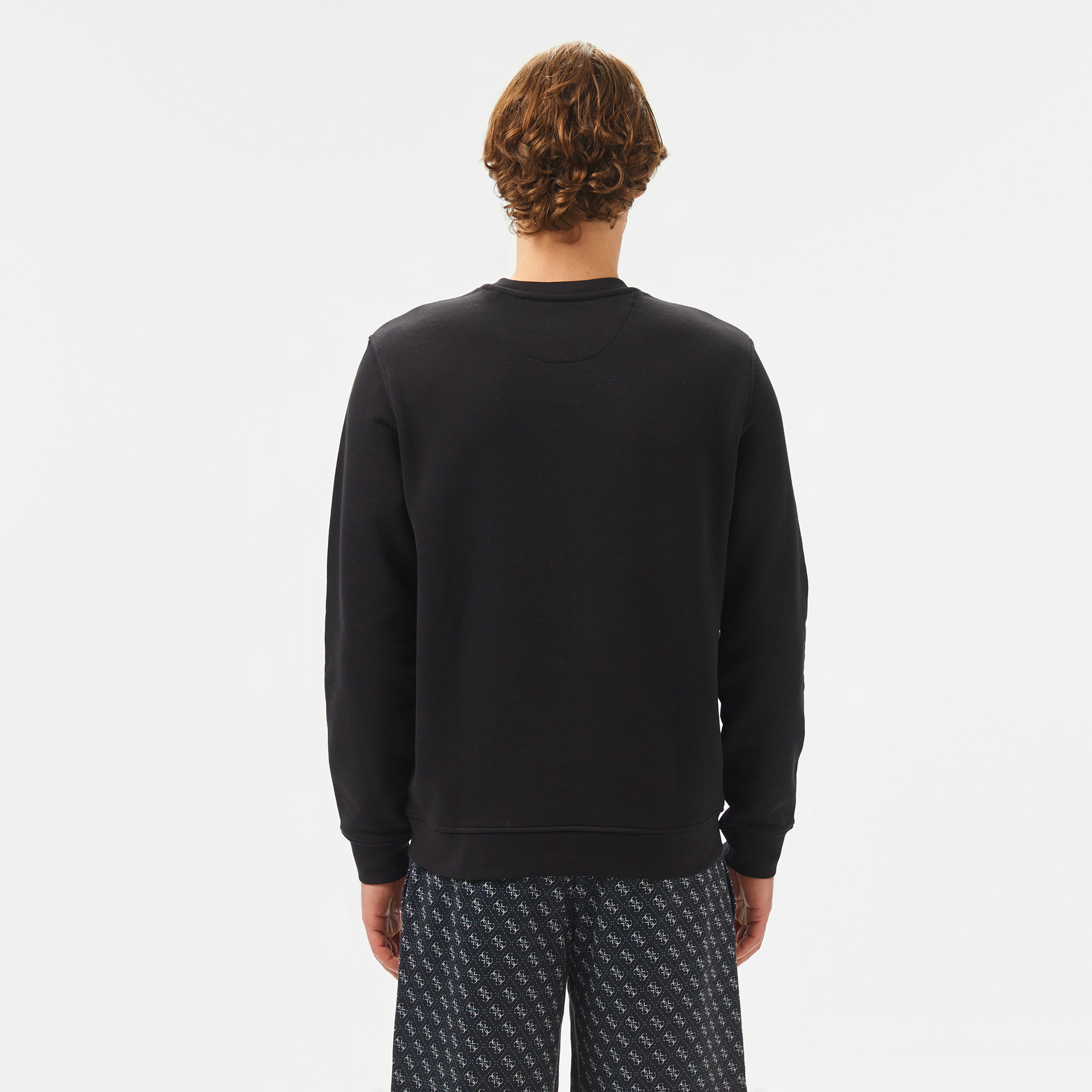 Guess Beau Cn Org Terry 395 Erkek Siyah Sweatshirt