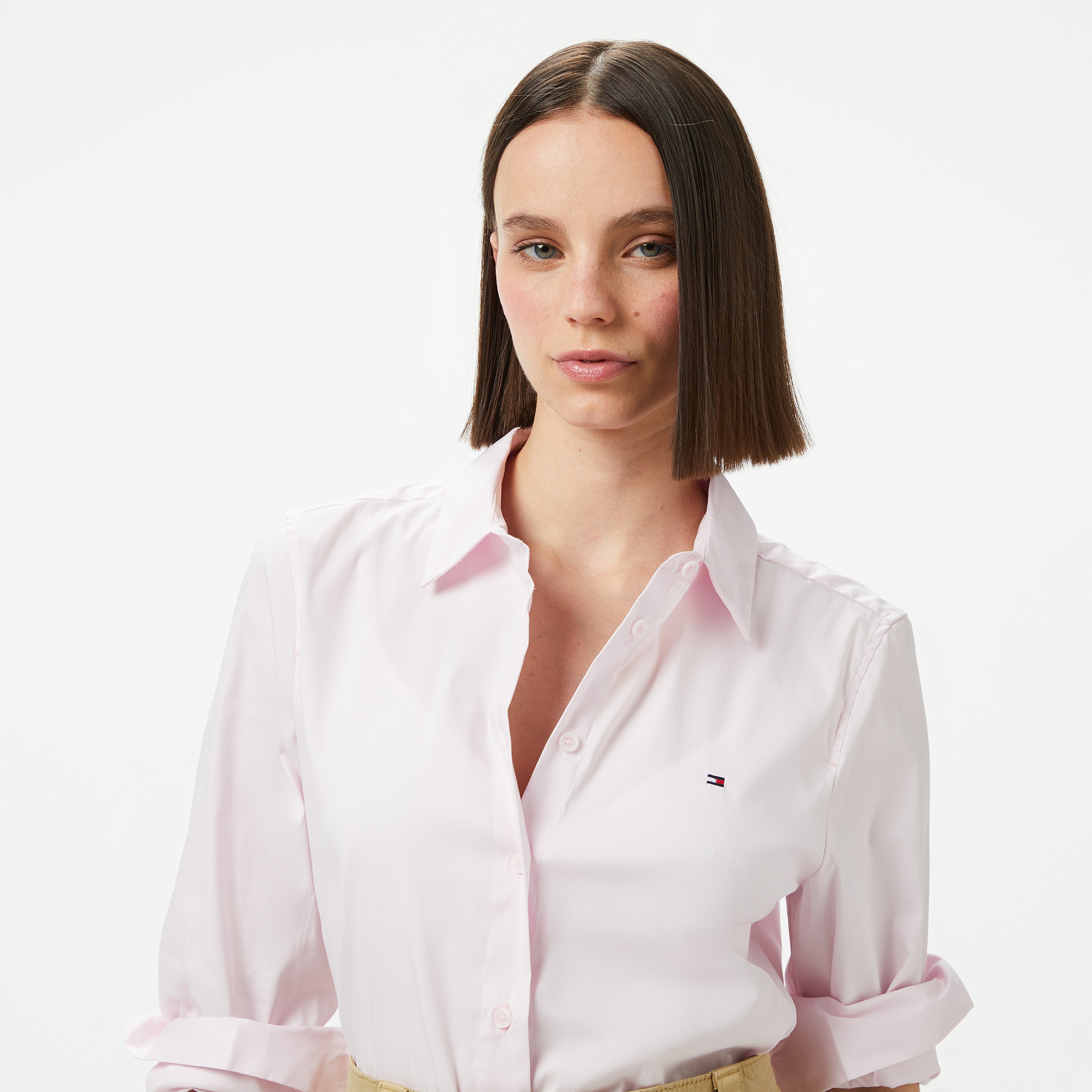 Tommy Hilfiger Ess Poplin Regular Kadın Pembe Gömlek