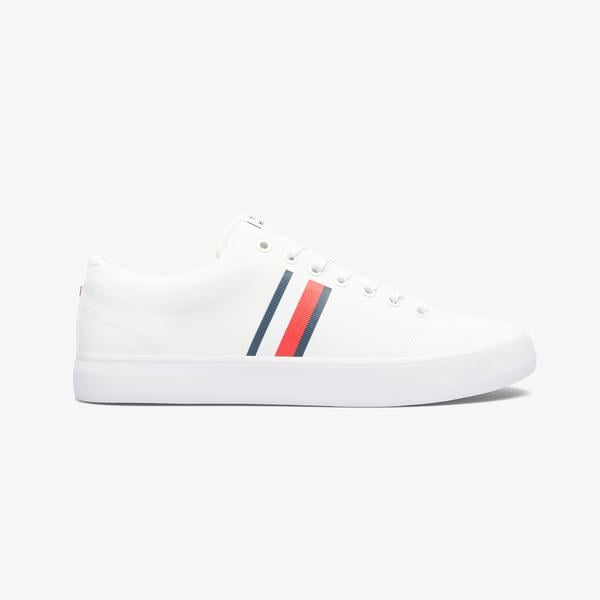 Tommy Hilfiger Th Hi Vulc Low Core Stripes Mesh Erkek Beyaz Sneaker