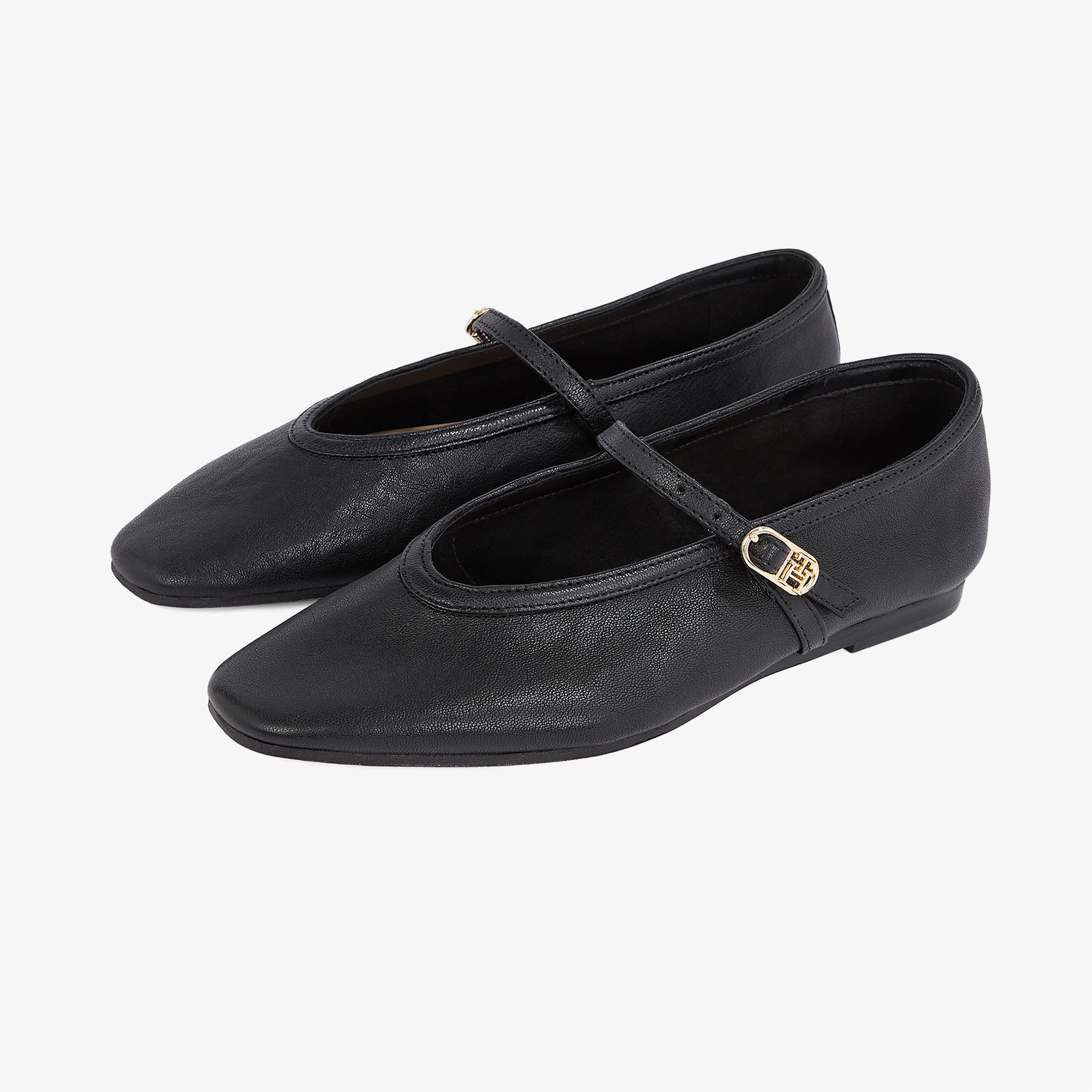 Tommy Hilfiger Ballerina Maryjane Soft Leather Kadın Siyah Günlük Ayakkabı