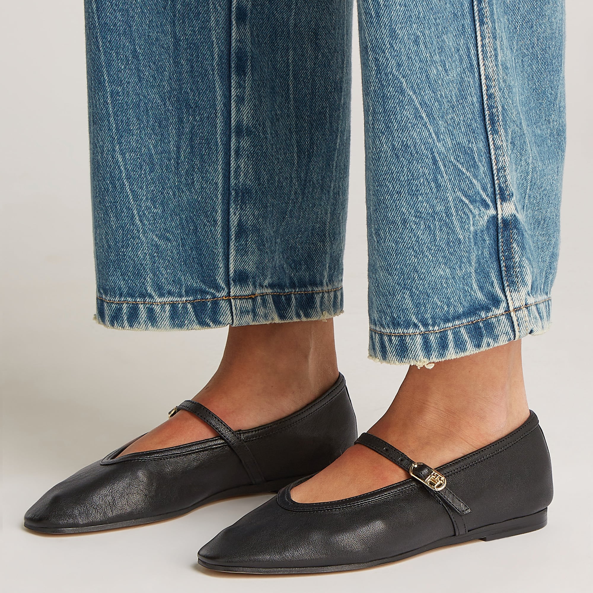 Tommy Hilfiger Ballerina Maryjane Soft Leather Kadın Siyah Günlük Ayakkabı