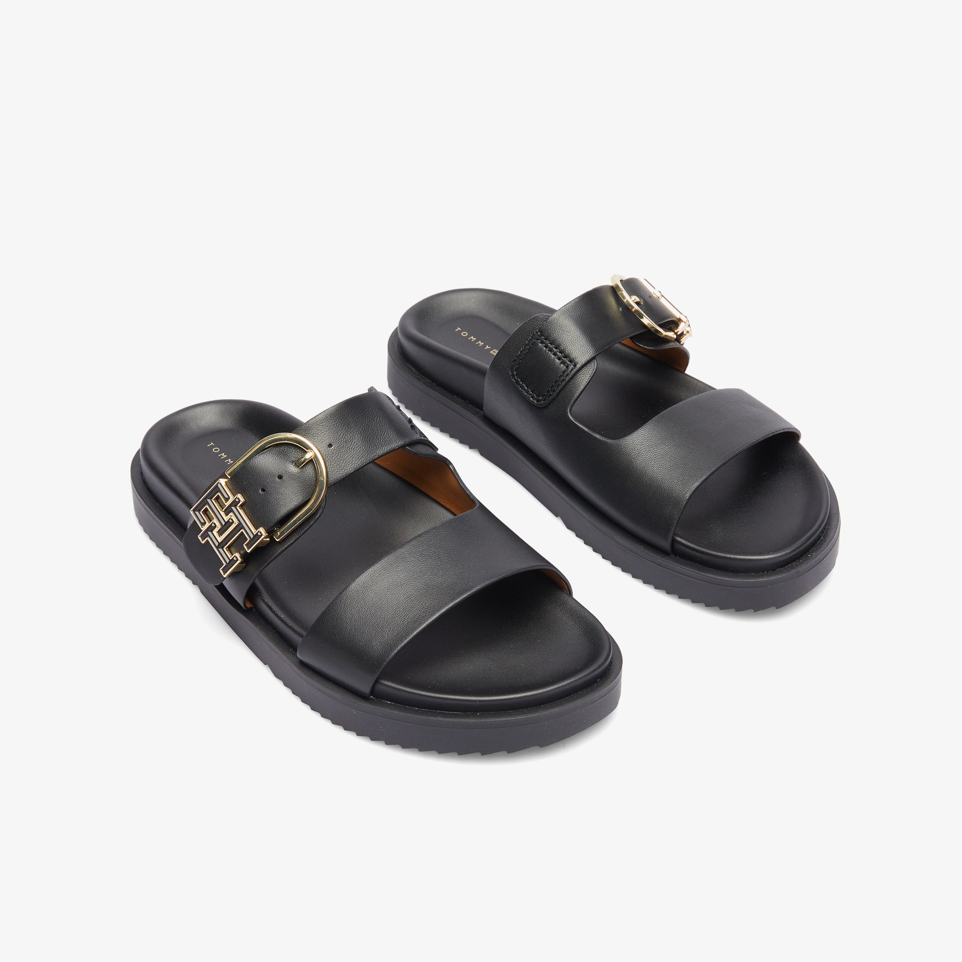 Tommy Hilfiger Leather Sporty Kadın Siyah Sandalet