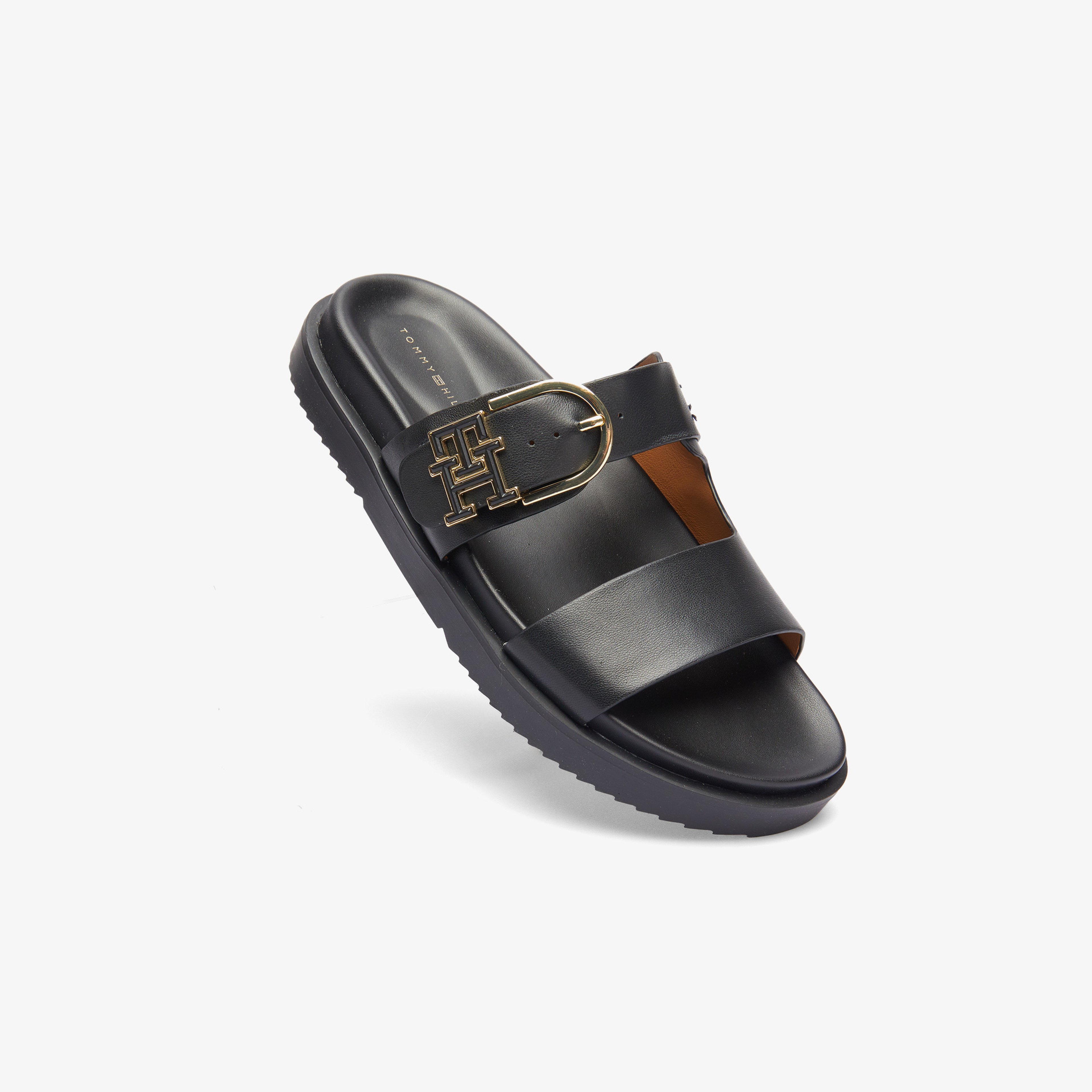 Tommy Hilfiger Leather Sporty Kadın Siyah Sandalet