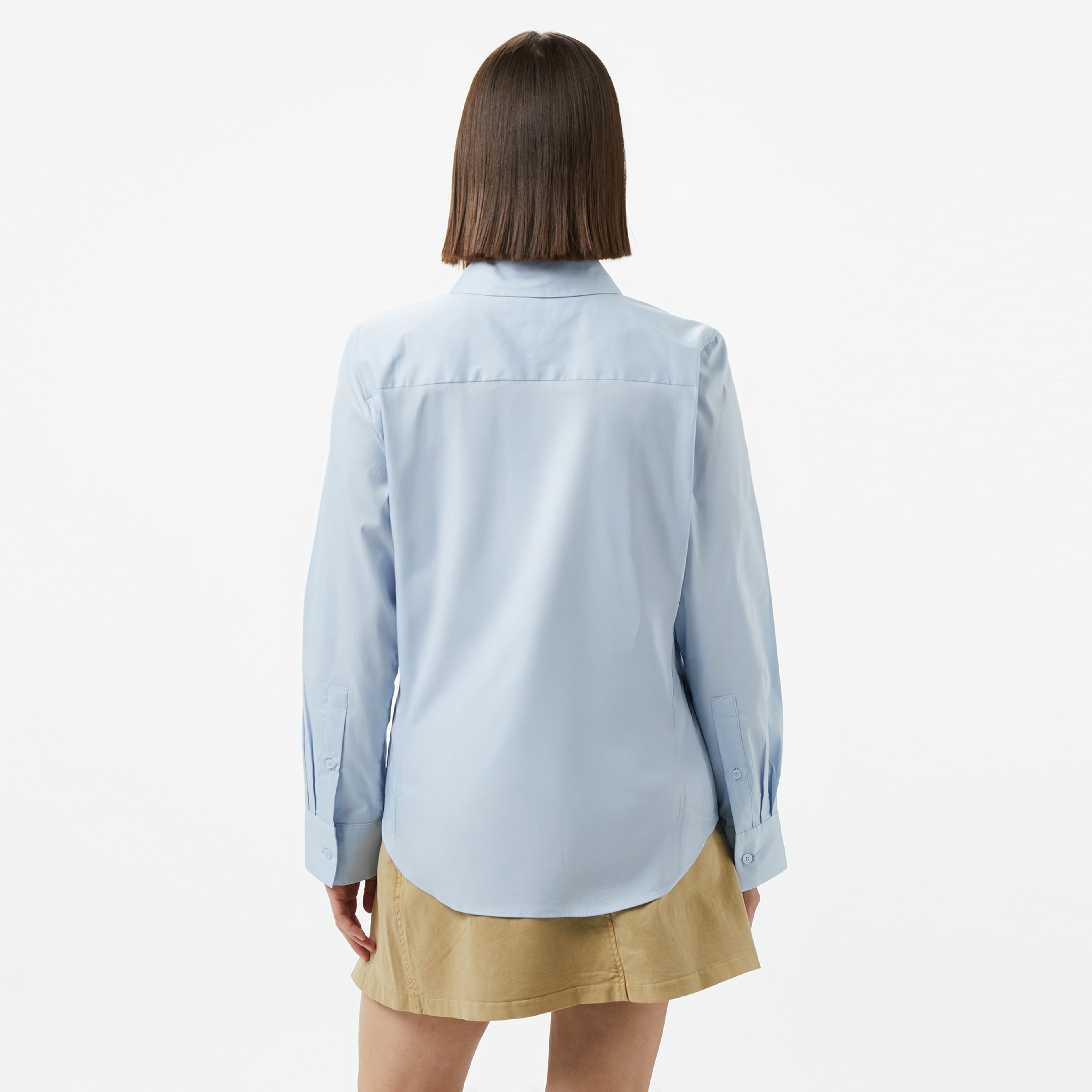 Tommy Hilfiger Ess Poplin Regular Kadın Mavi Gömlek