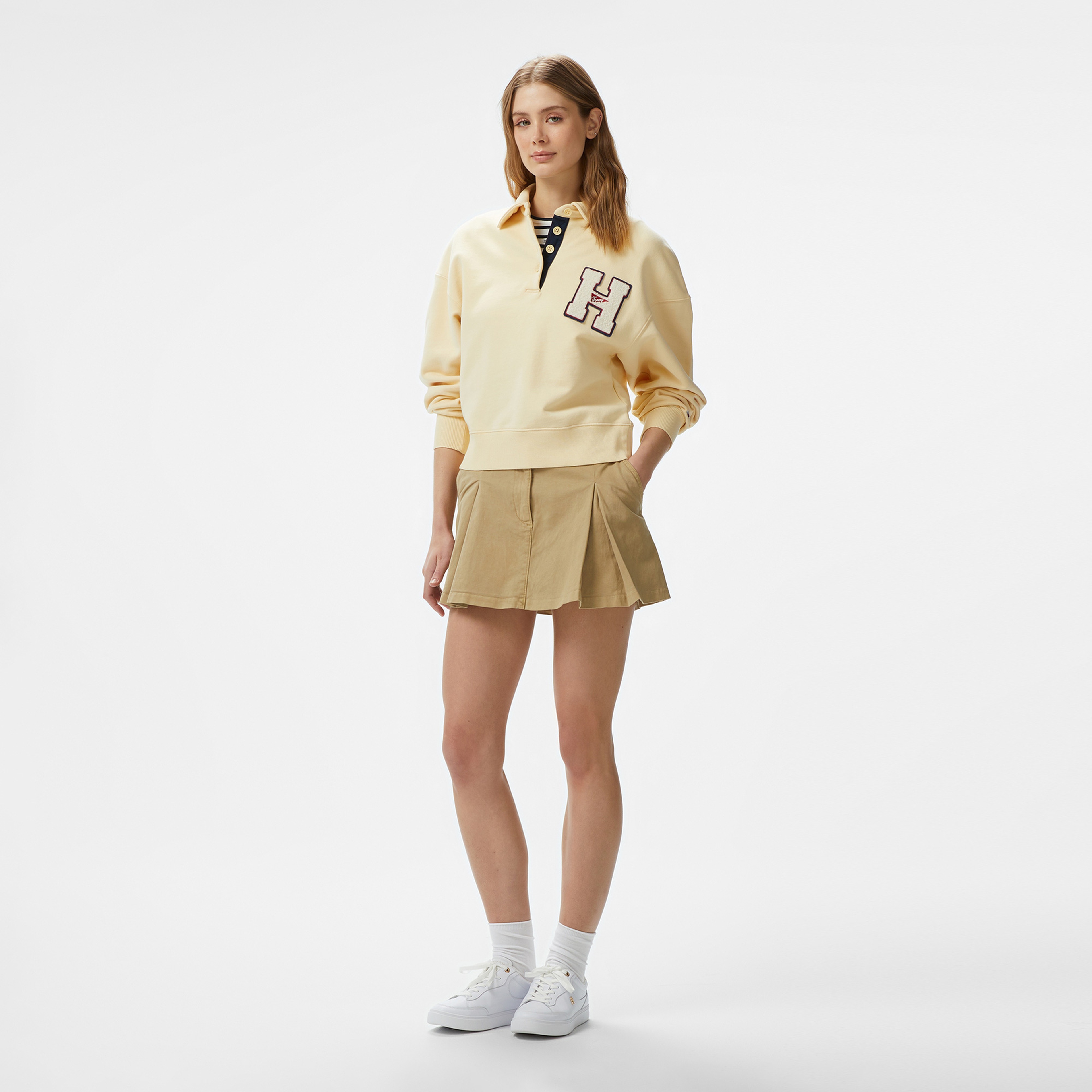Tommy Jeans H Graphic Hwk Kadın Sarı Sweatshirt