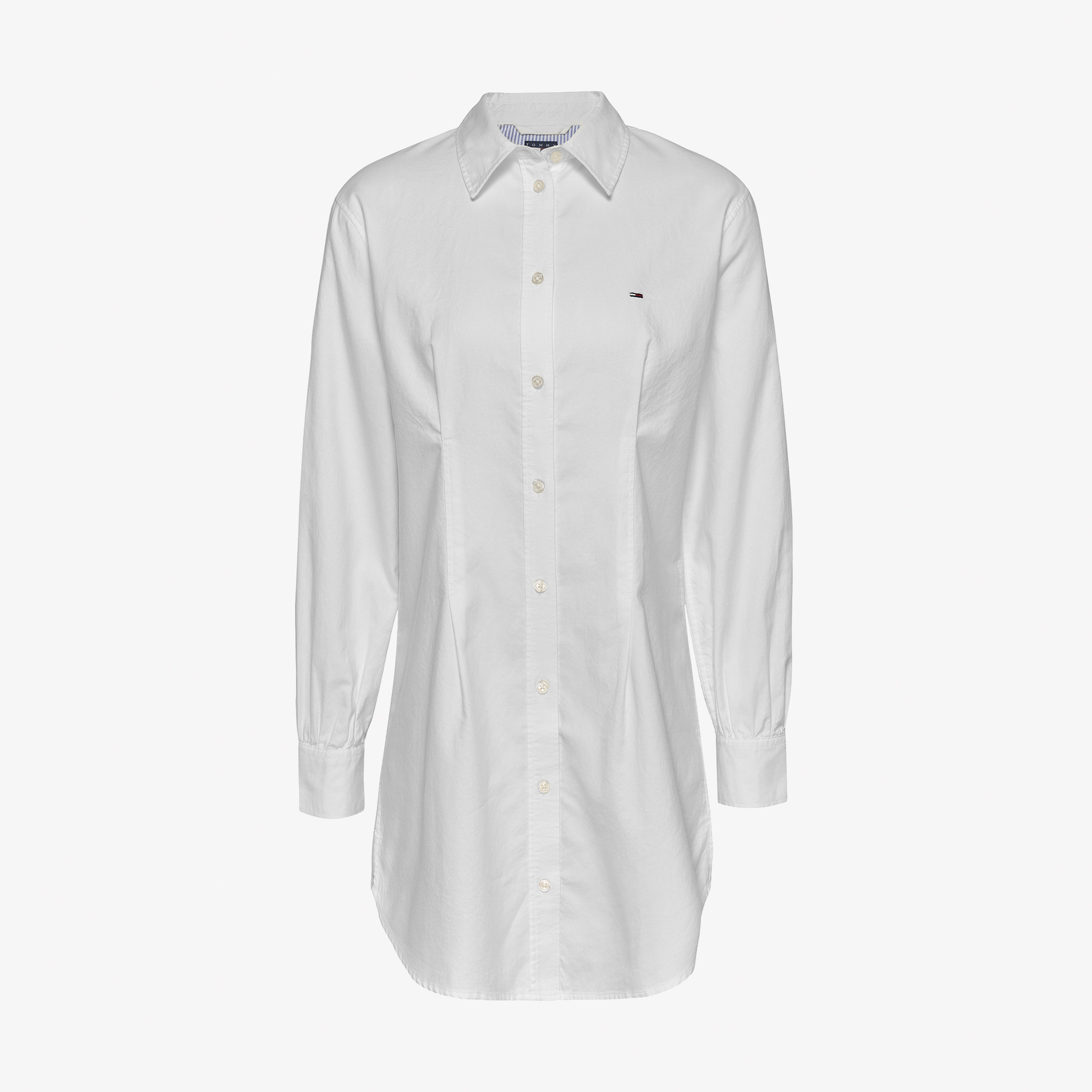 Tommy Jeans Oxford Pleat Kadın Beyaz Elbise