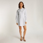 Tommy Jeans Oxford Pleat Kadın Beyaz Elbise