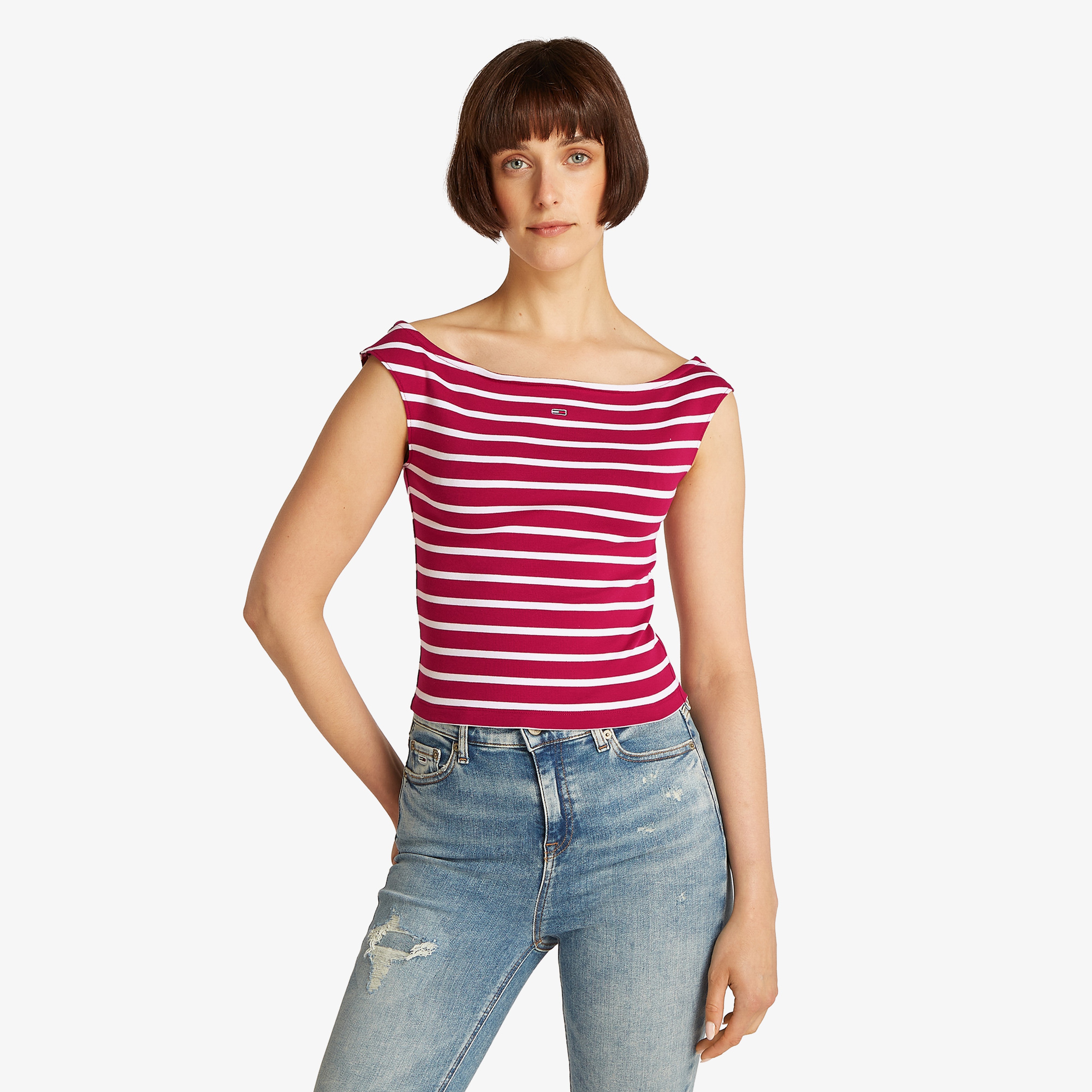 Tommy Jeans Boat Neck Ext Kadın Kırmızı T-Shirt