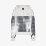 Tommy Jeans Bxy Script Logo Zip Thru Kadın Beyaz Sweatshirt