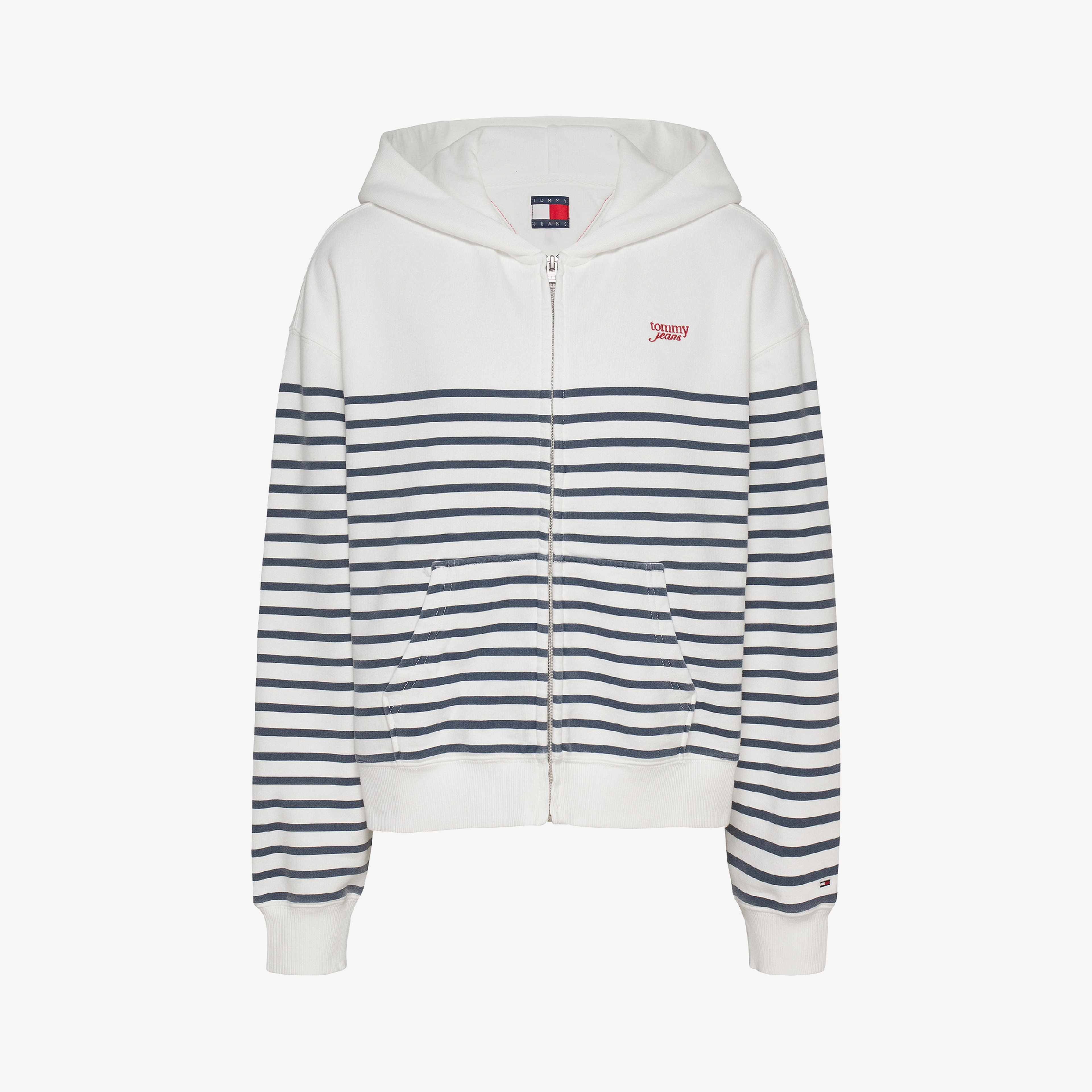 Tommy Jeans Bxy Script Logo Zip Thru Kadın Beyaz Sweatshirt