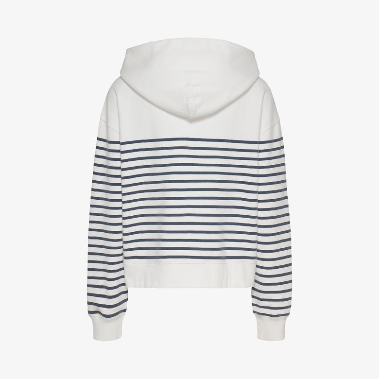 Tommy Jeans Bxy Script Logo Zip Thru Kadın Beyaz Sweatshirt