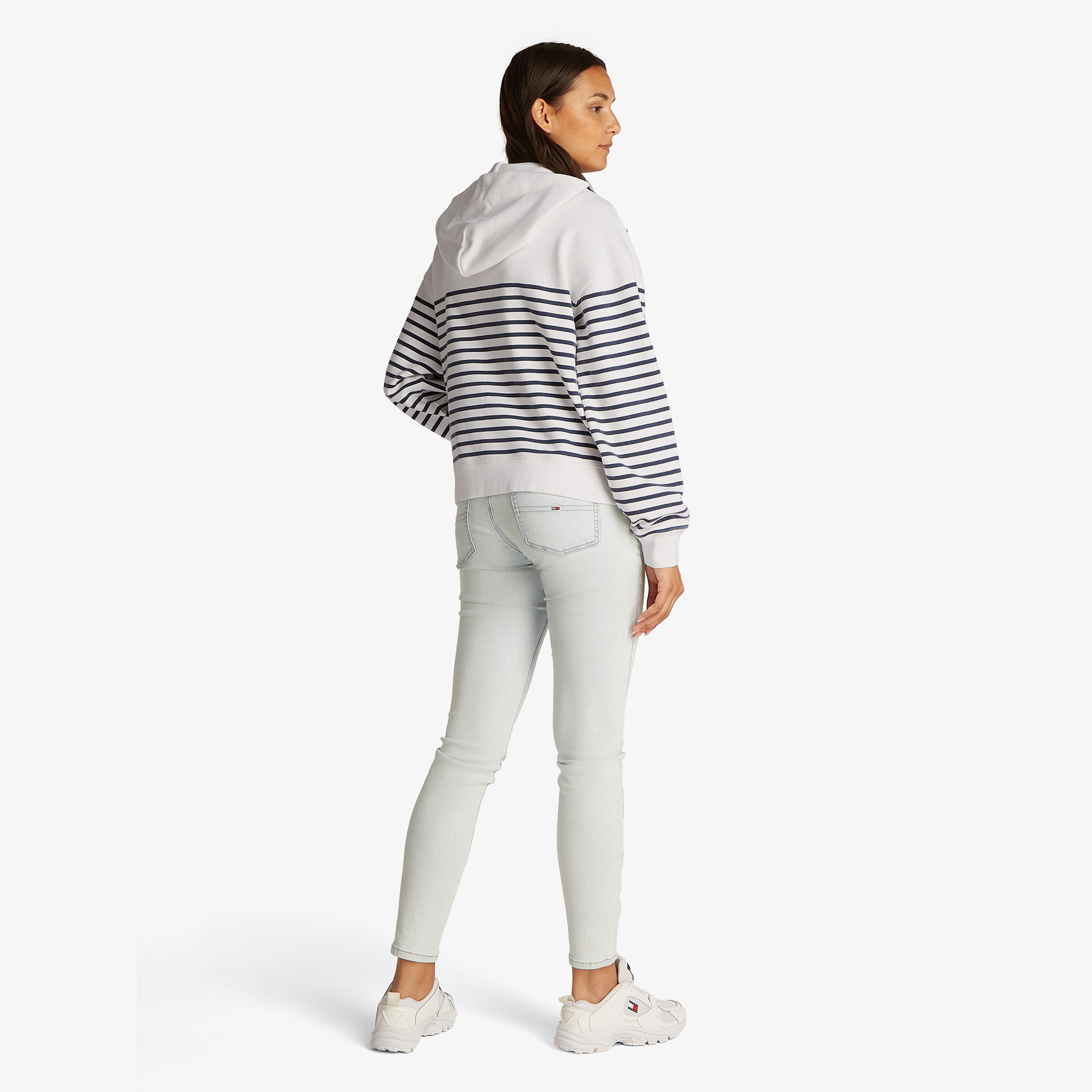 Tommy Jeans Bxy Script Logo Zip Thru Kadın Beyaz Sweatshirt