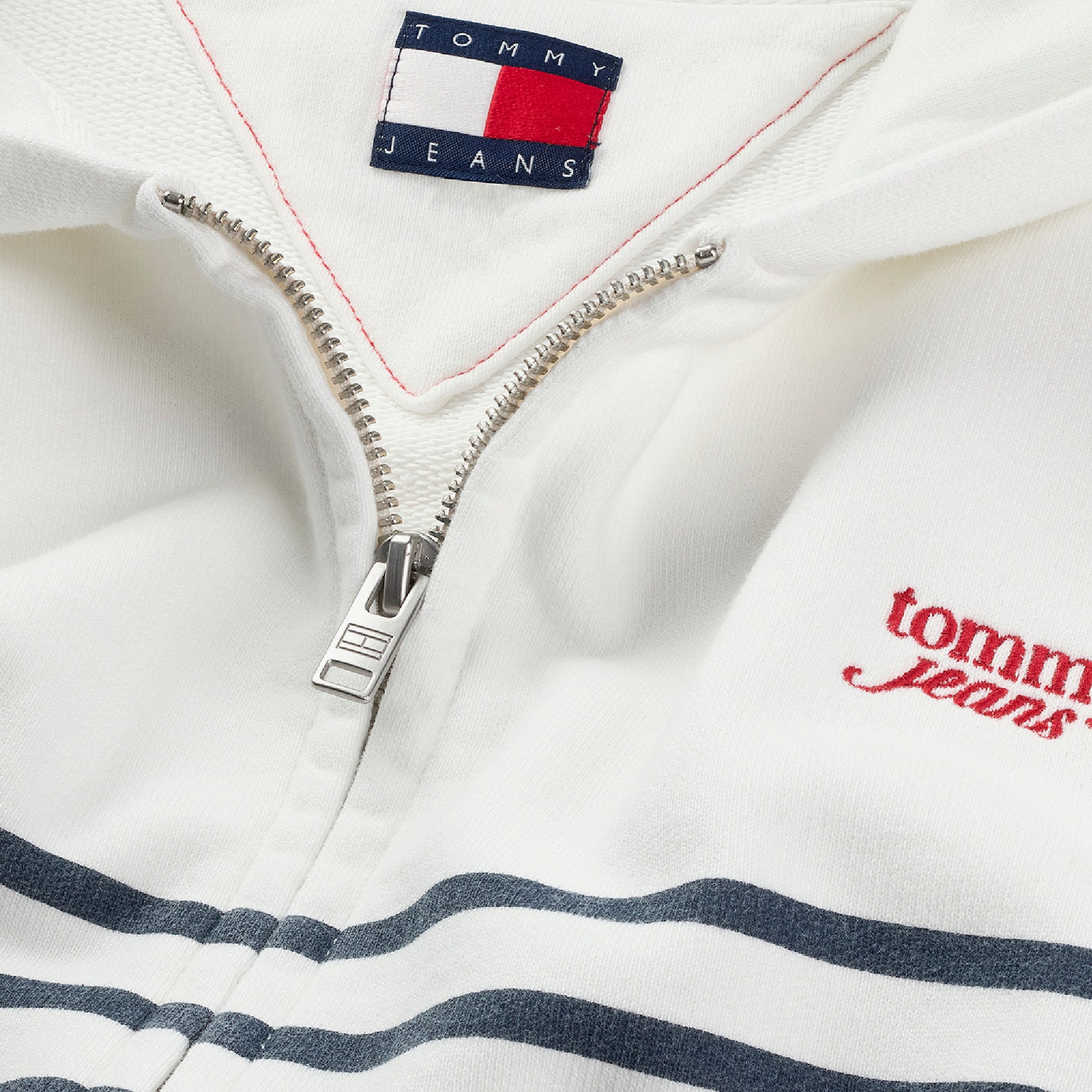 Tommy Jeans Bxy Script Logo Zip Thru Kadın Beyaz Sweatshirt