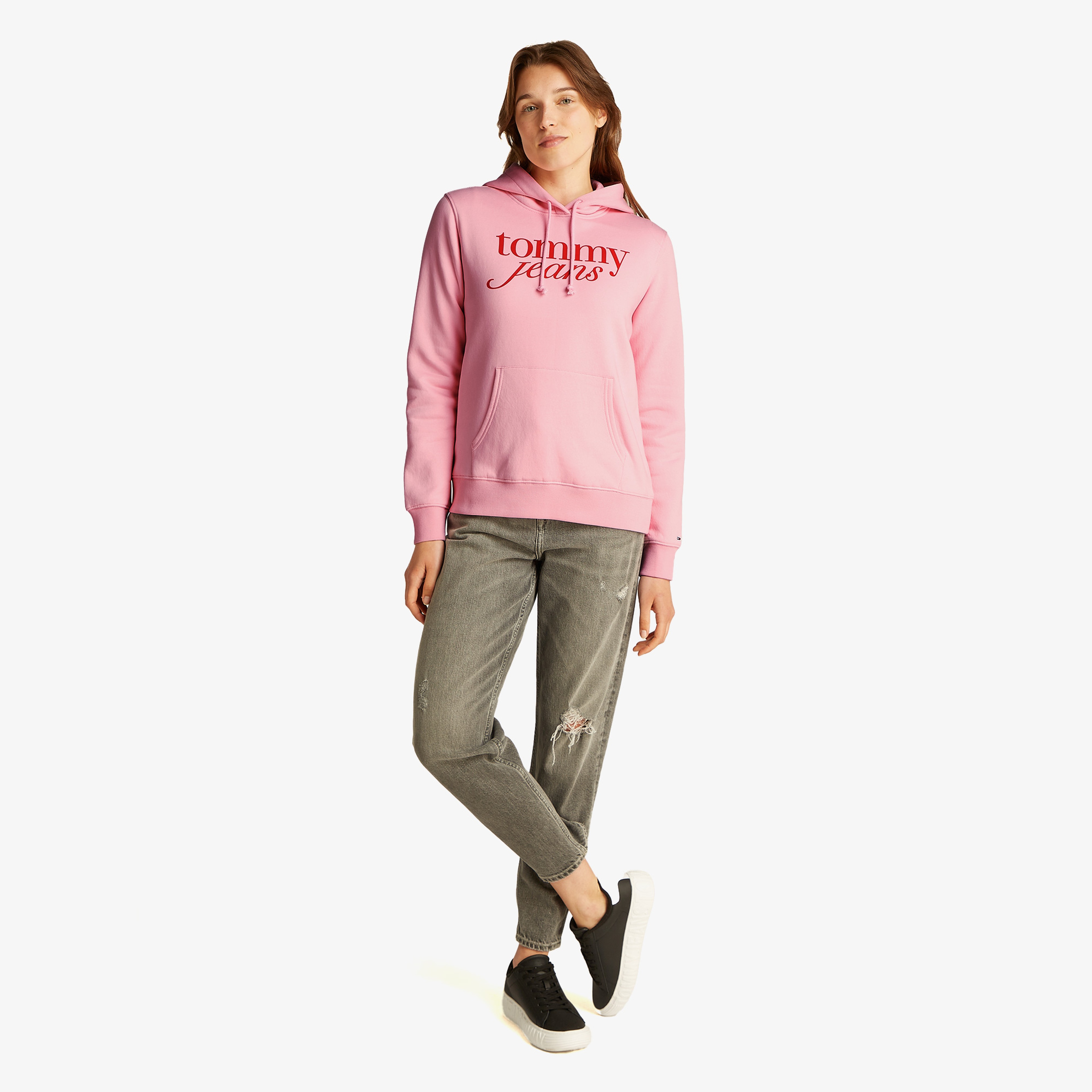 Tommy Jeans Reg Ess Logo Ext Kadın Pembe Sweatshirt