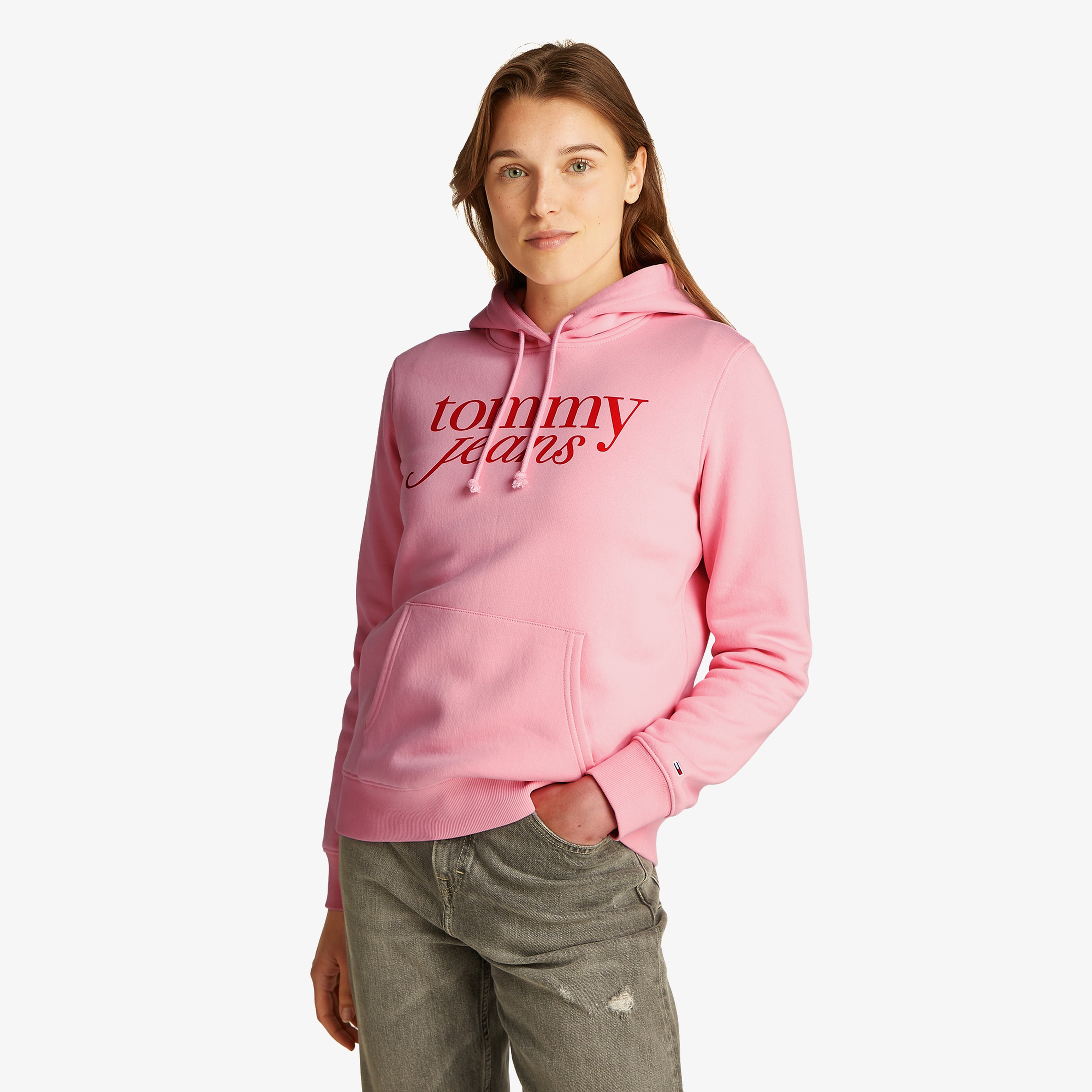 Tommy Jeans Reg Ess Logo Ext Kadın Pembe Sweatshirt