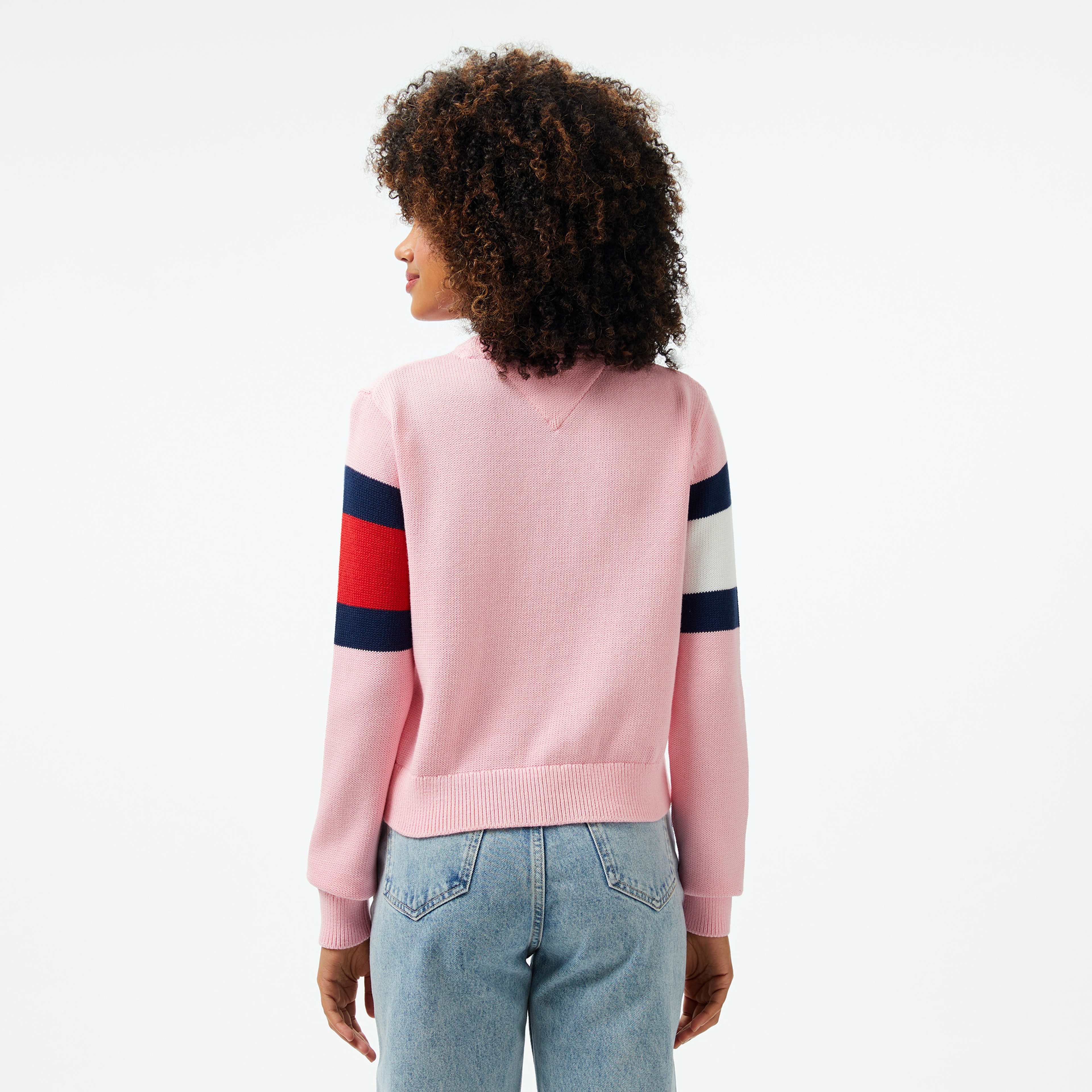 Tommy Jeans Center Flag Ext Kadın Pembe Kazak
