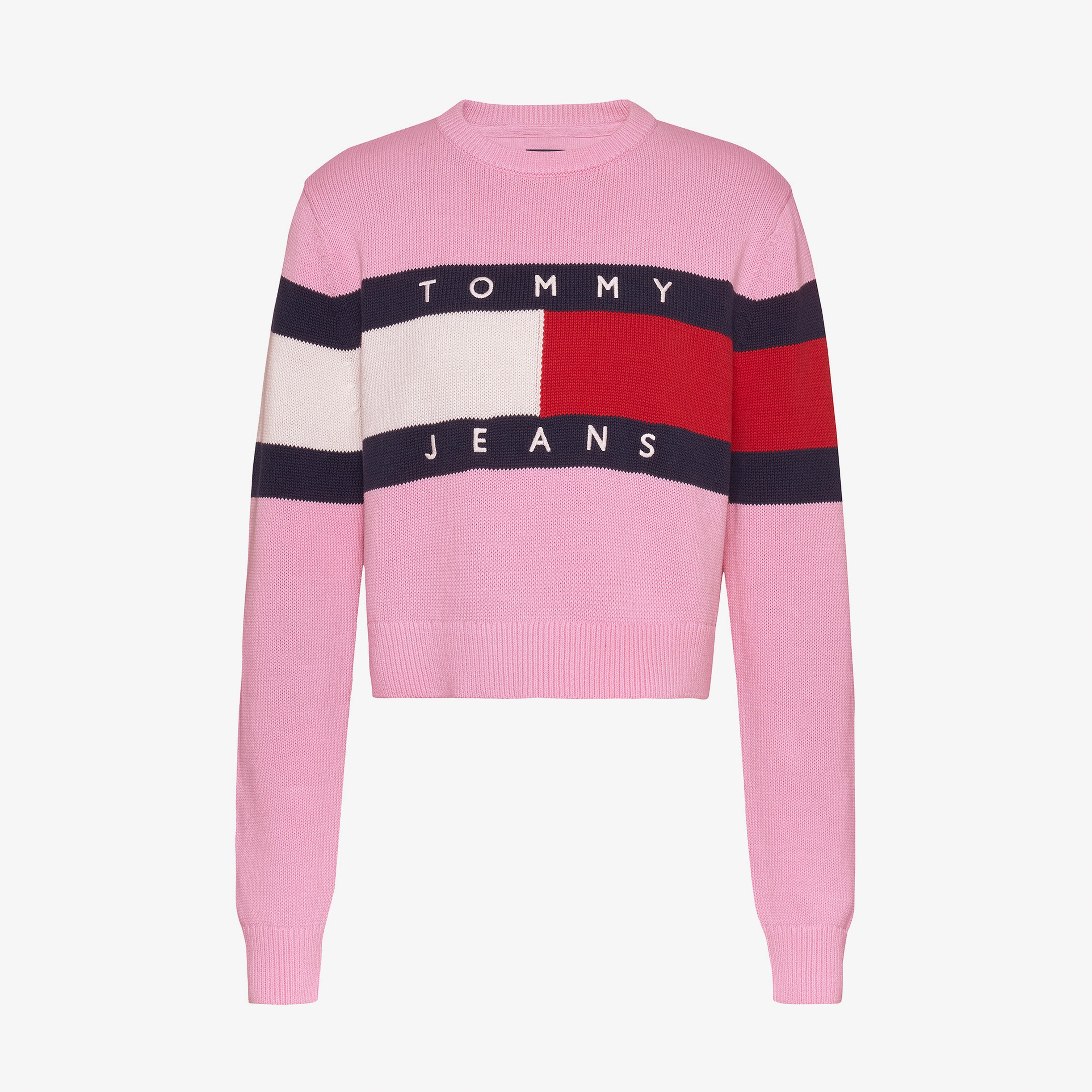 Tommy Jeans Center Flag Ext Kadın Pembe Kazak