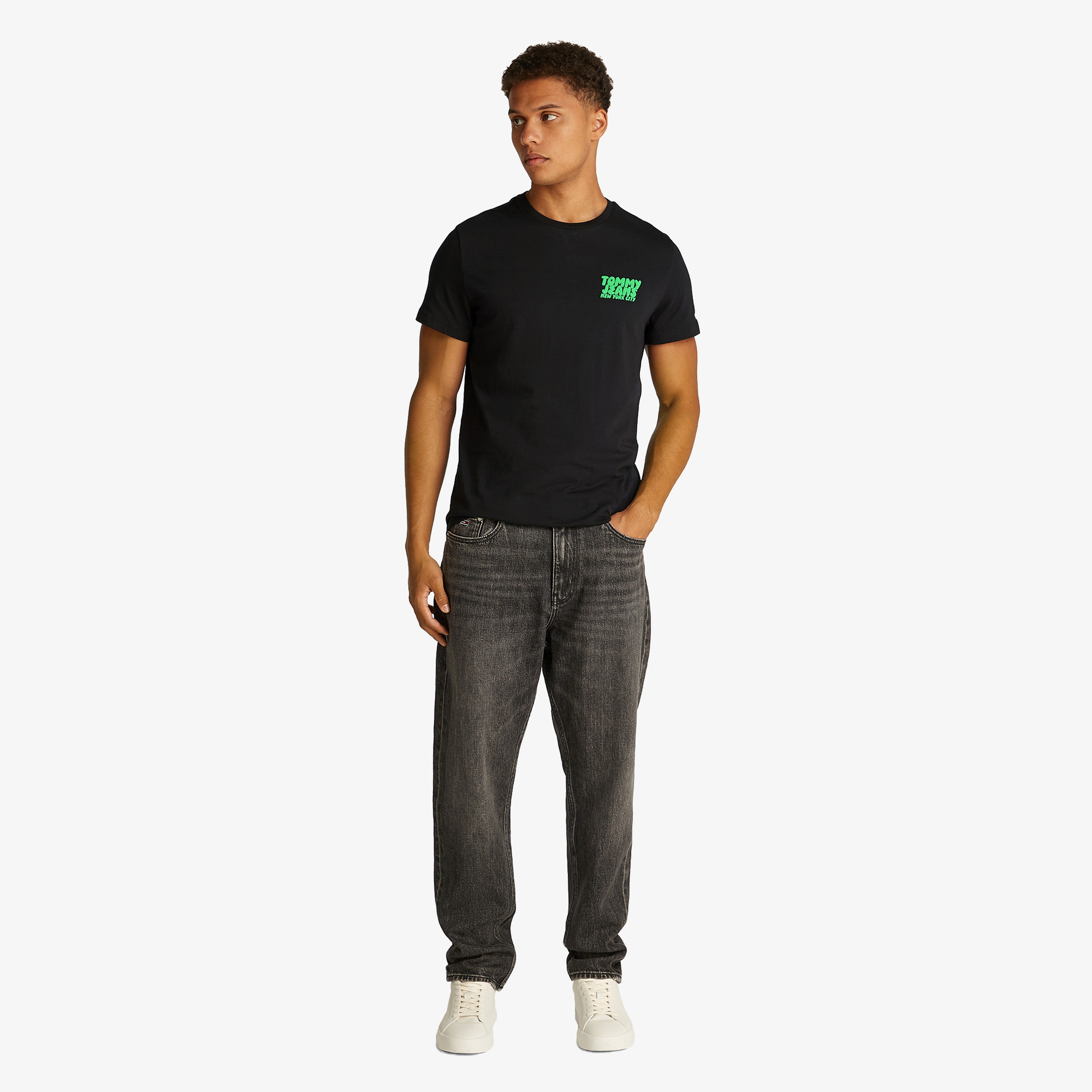 Tommy Jeans Slim Bubble Print Ext Erkek Siyah T-Shirt