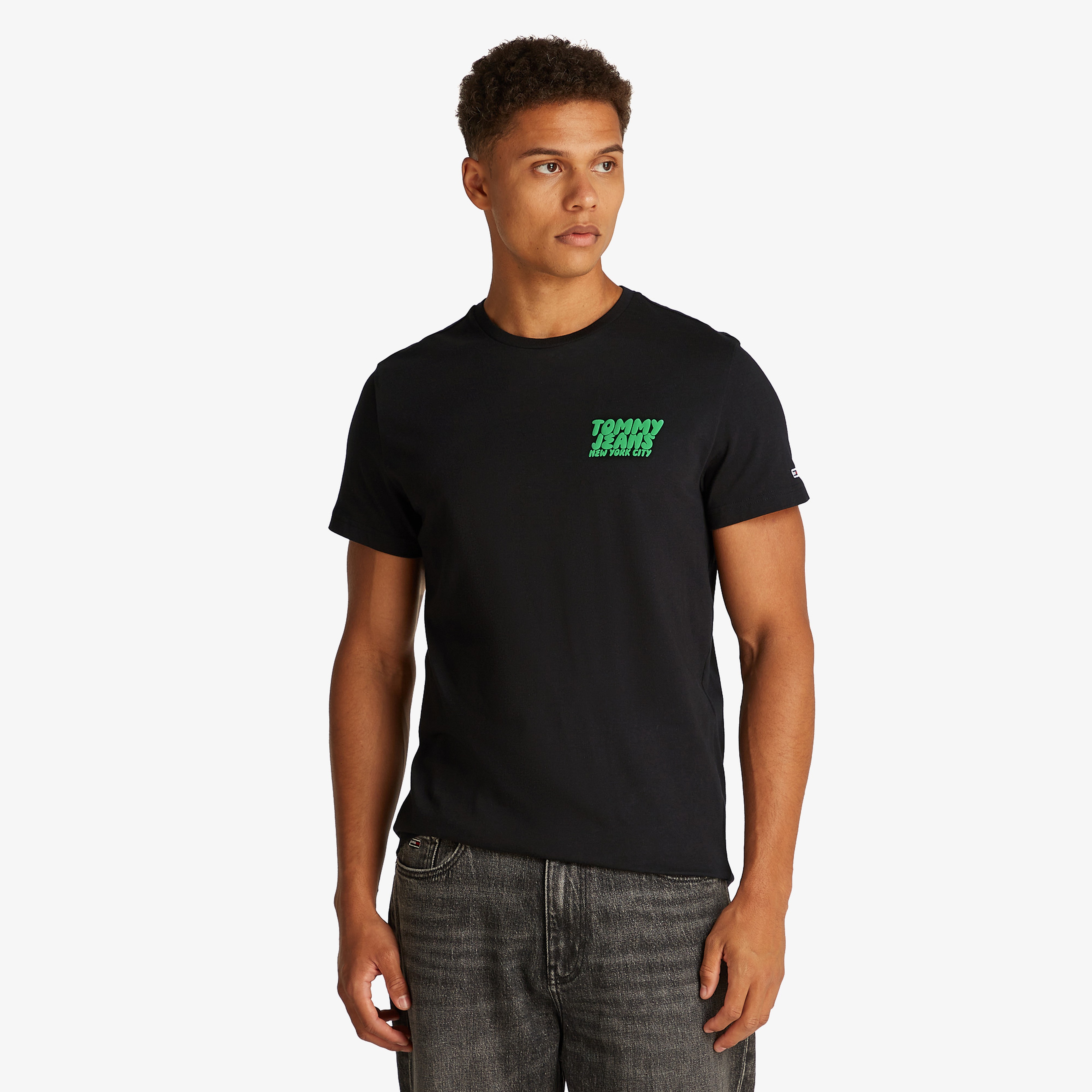 Tommy Jeans Slim Bubble Print Ext Erkek Siyah T-Shirt