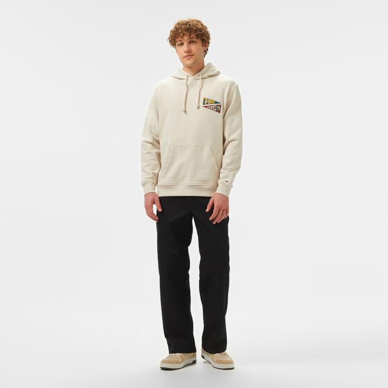 Tommy Jeans Reg Uni Flag Tiger Erkek Bej Sweatshirt