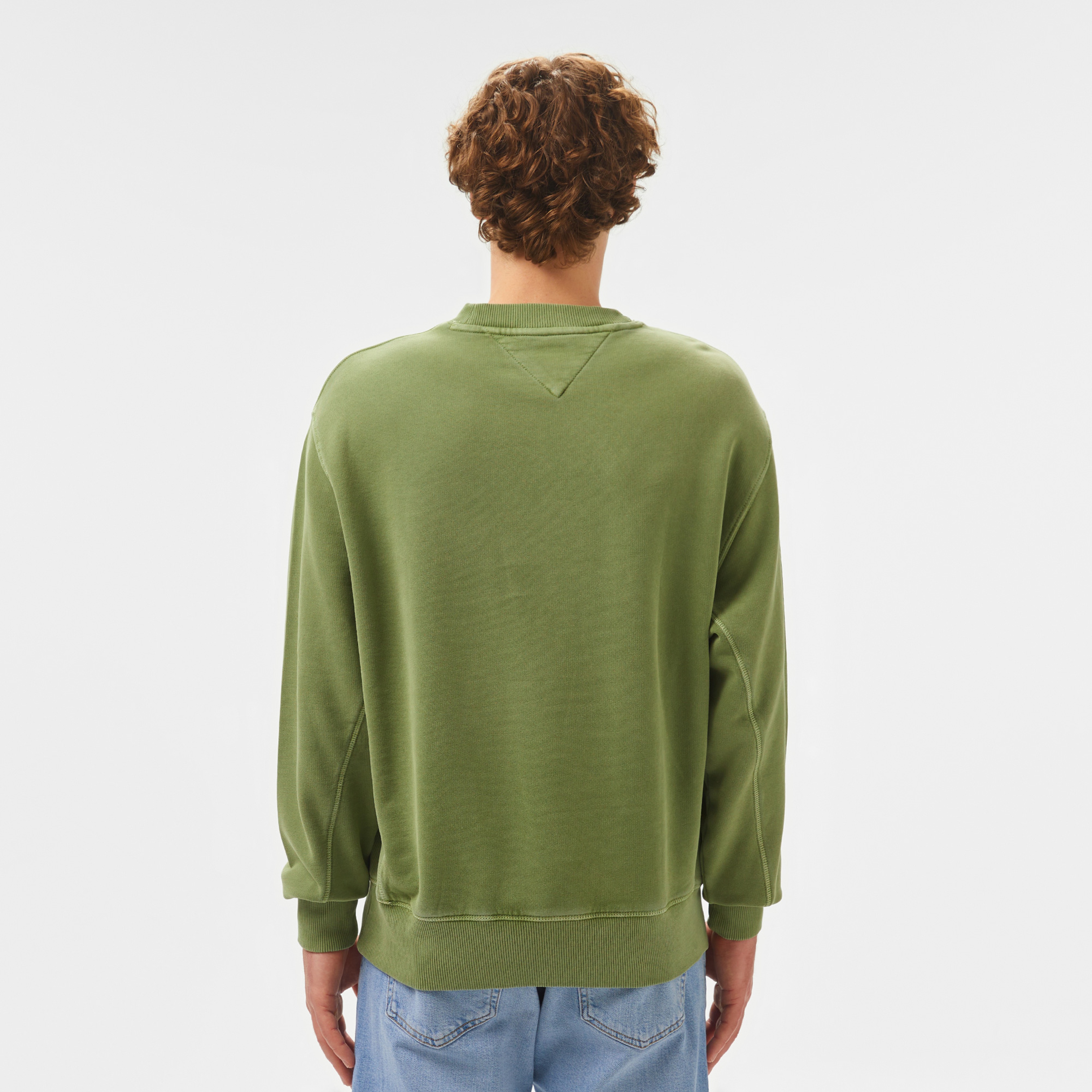 Tommy Jeans Rlx Tj Label Crew Ext Erkek Yeşil Sweatshirt