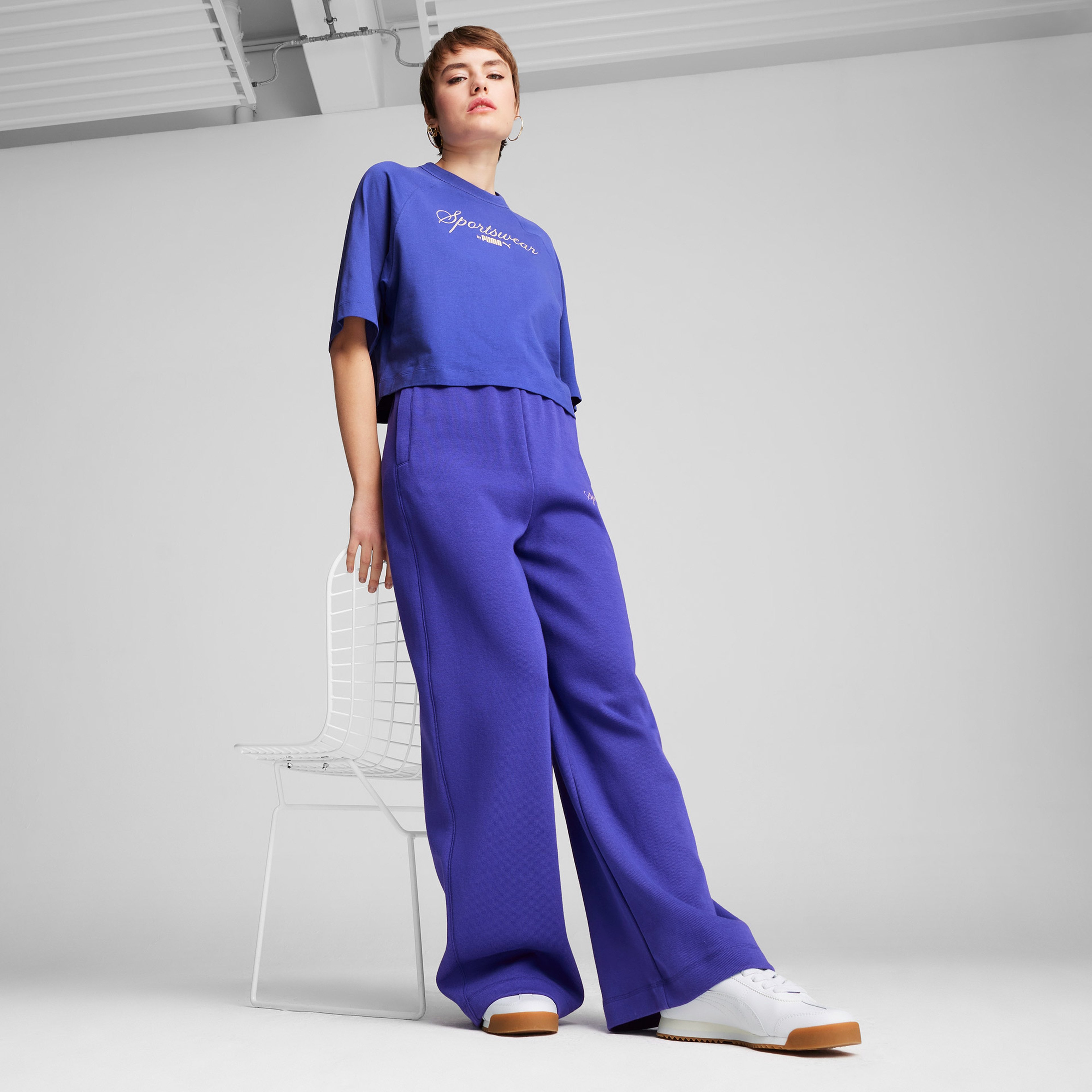 Puma Classics + Oversized Kadın Mor T-Shirt