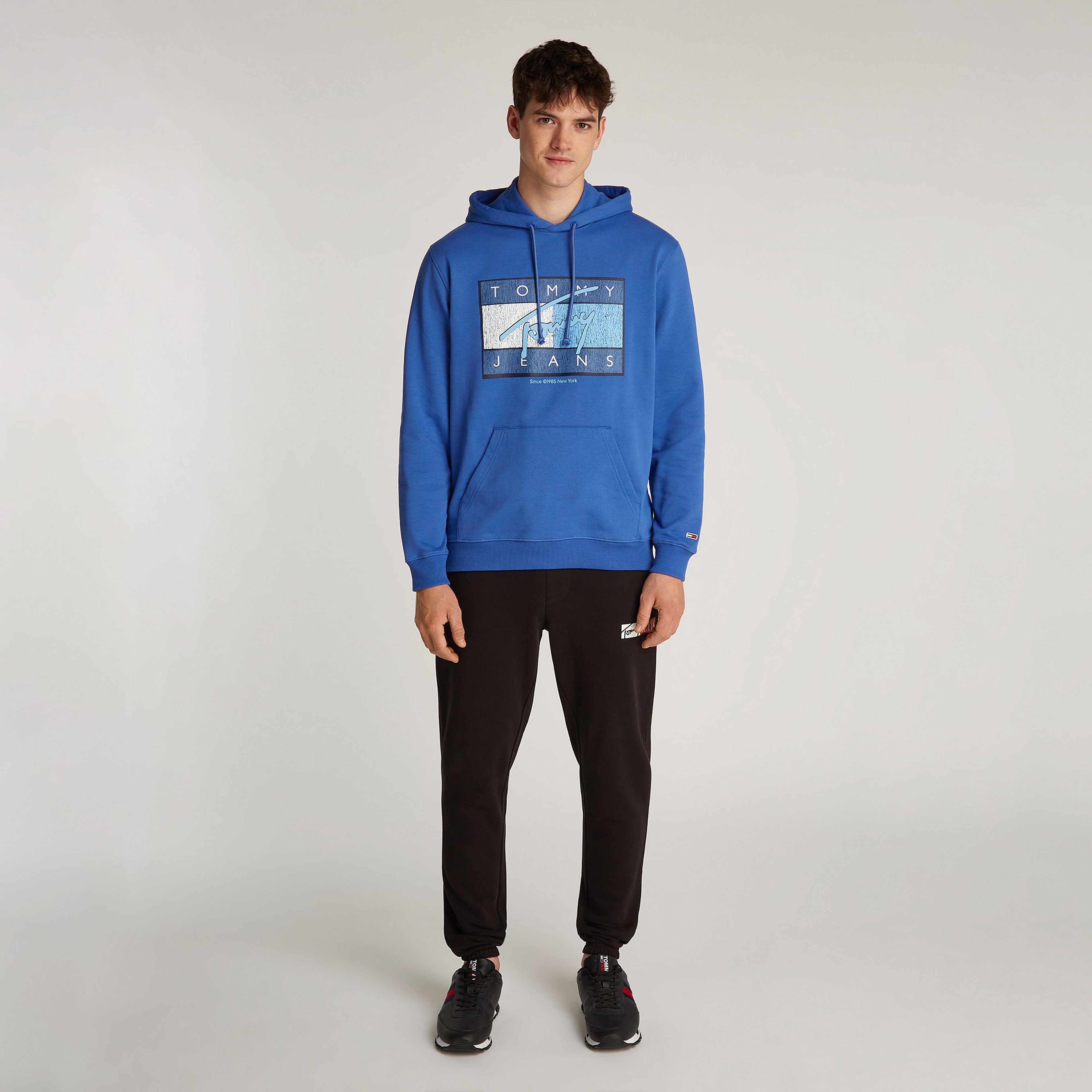 Tommy Jeans Reg Dna Flag Twist Hood Ext Erkek Mavi Sweatshirt