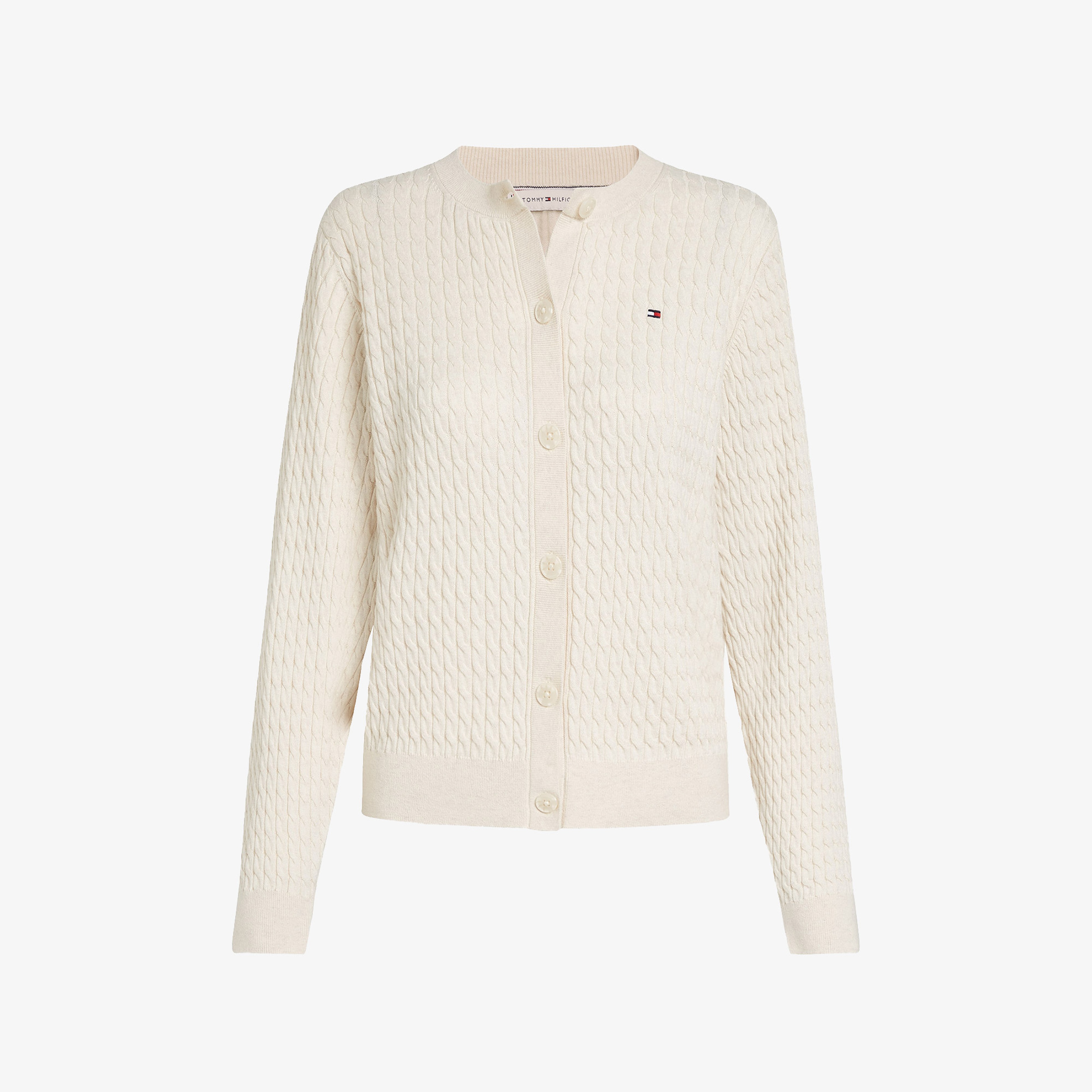 Tommy Hilfiger Co Cable Fine Gg C-Nk Cardi Kadın Bej Kazak