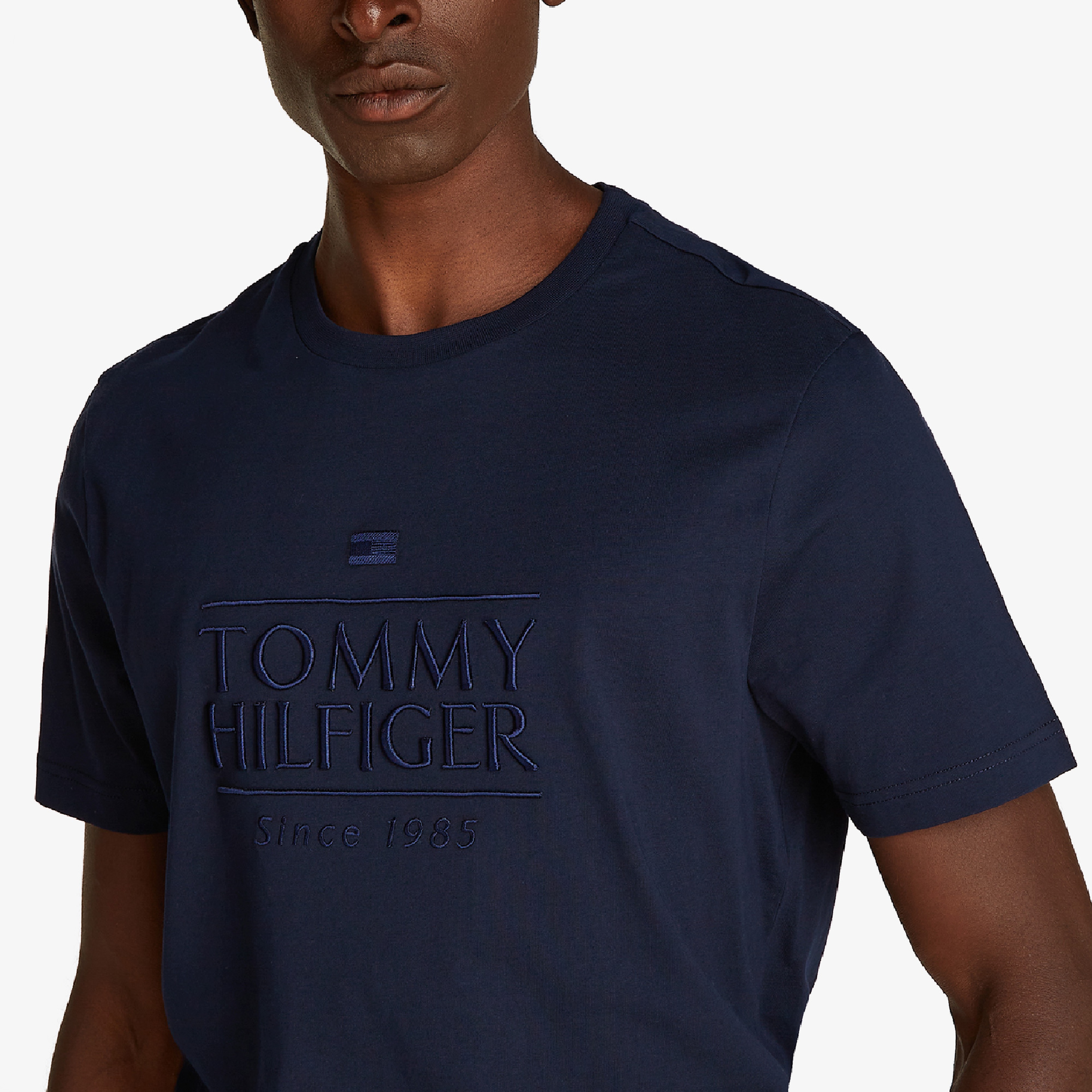 Tommy Hilfiger Embroidery Logo Erkek Mavi T-Shirt