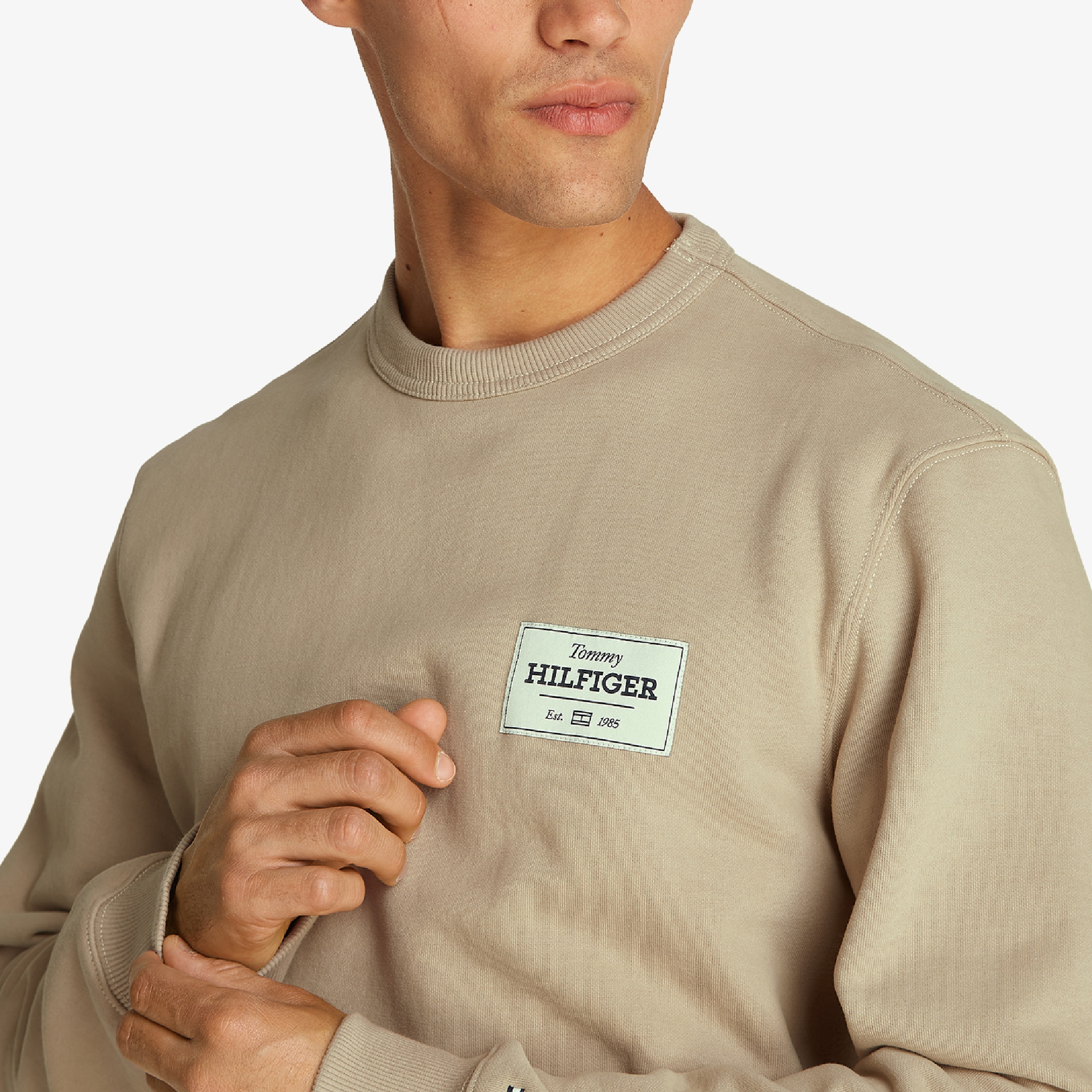 Tommy Hilfiger Monotype Label Erkek Haki Sweatshirt