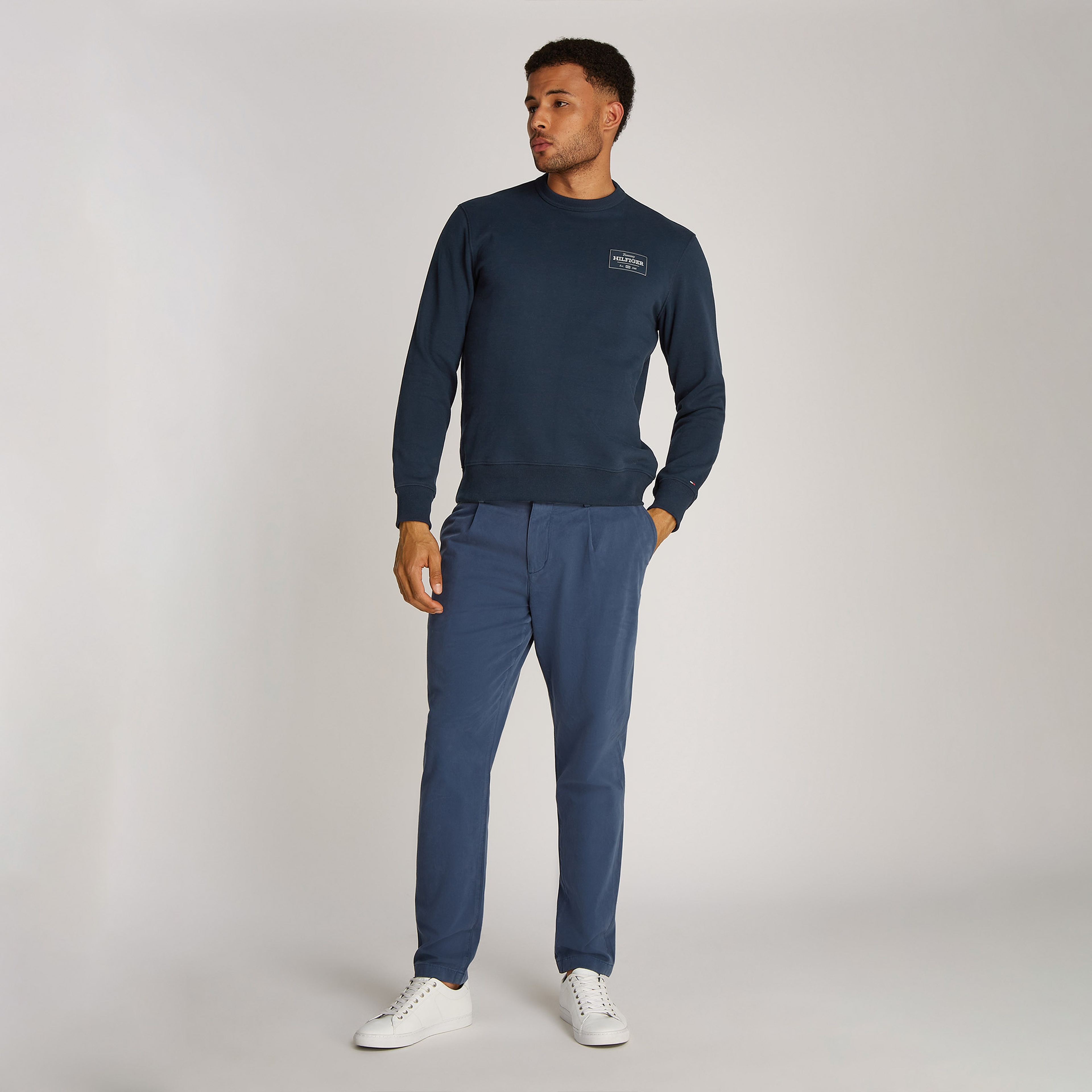 Tommy Hilfiger Monotype Label Erkek Mavi Sweatshirt