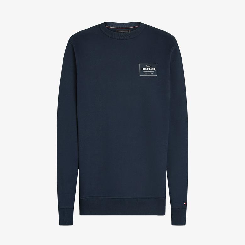 Tommy Hilfiger Monotype Label Erkek Mavi Sweatshirt