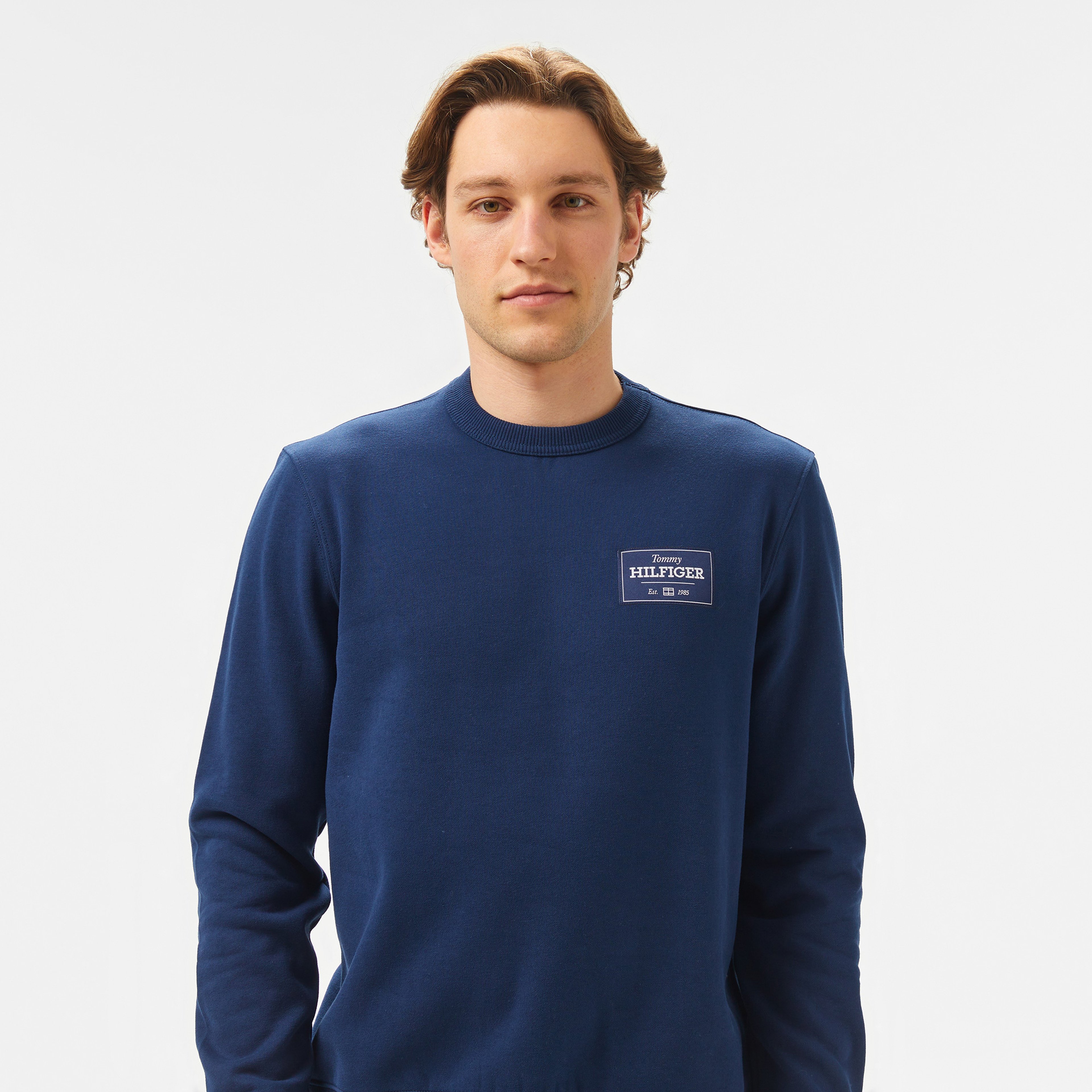 Tommy Hilfiger Monotype Label Erkek Mavi Sweatshirt