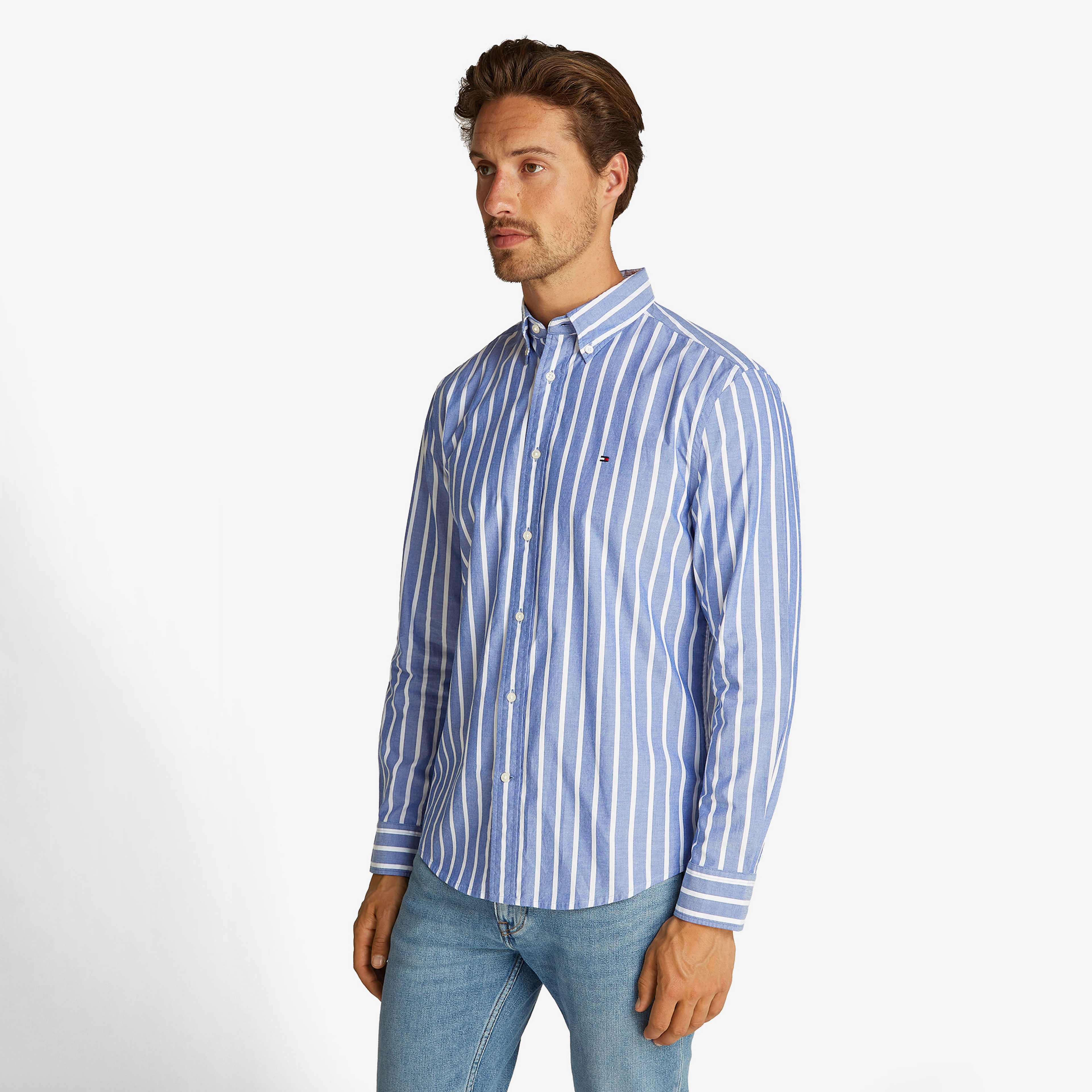 Tommy Hilfiger Flex Poplin Nautical Stp Erkek Mavi Gömlek