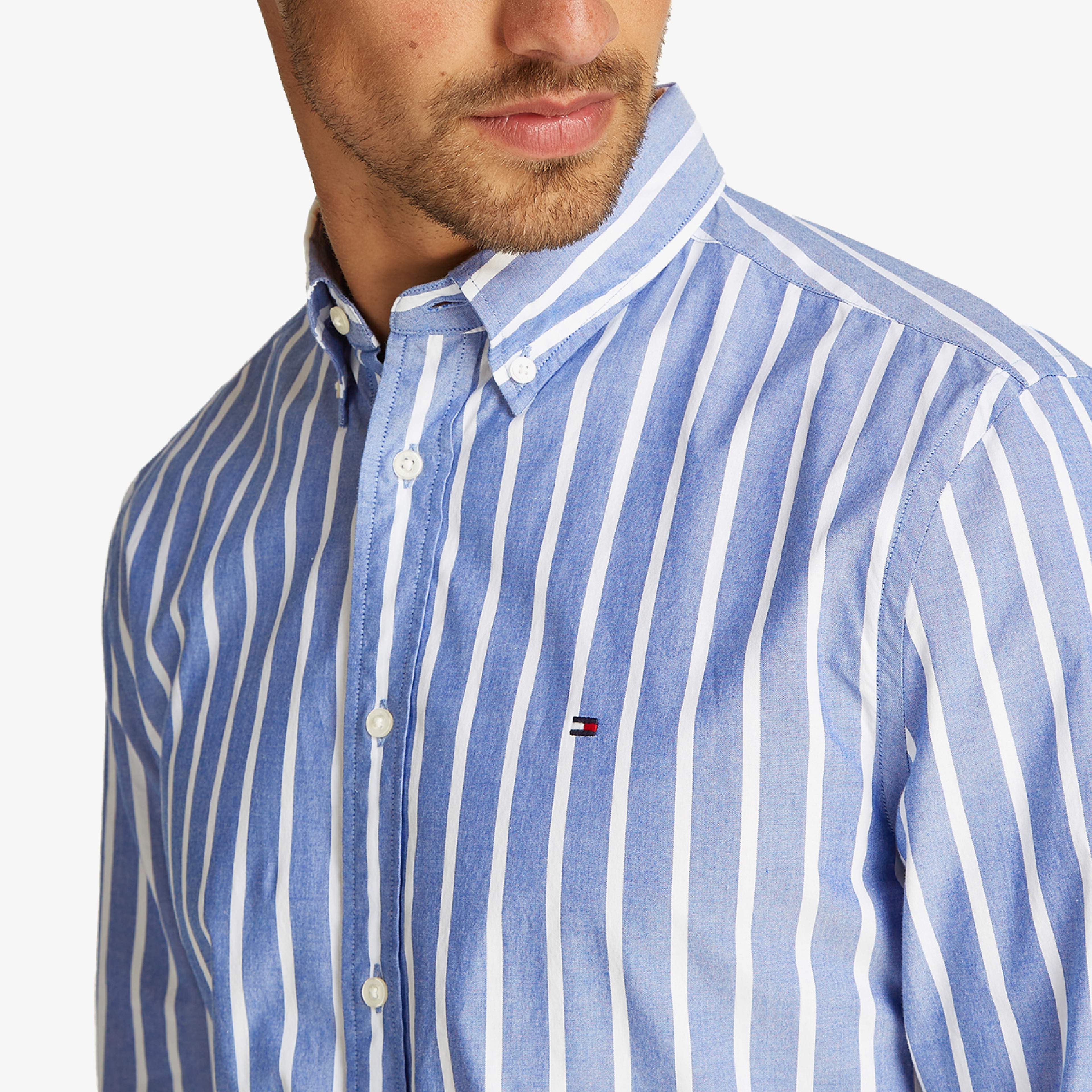 Tommy Hilfiger Flex Poplin Nautical Stp Erkek Mavi Gömlek