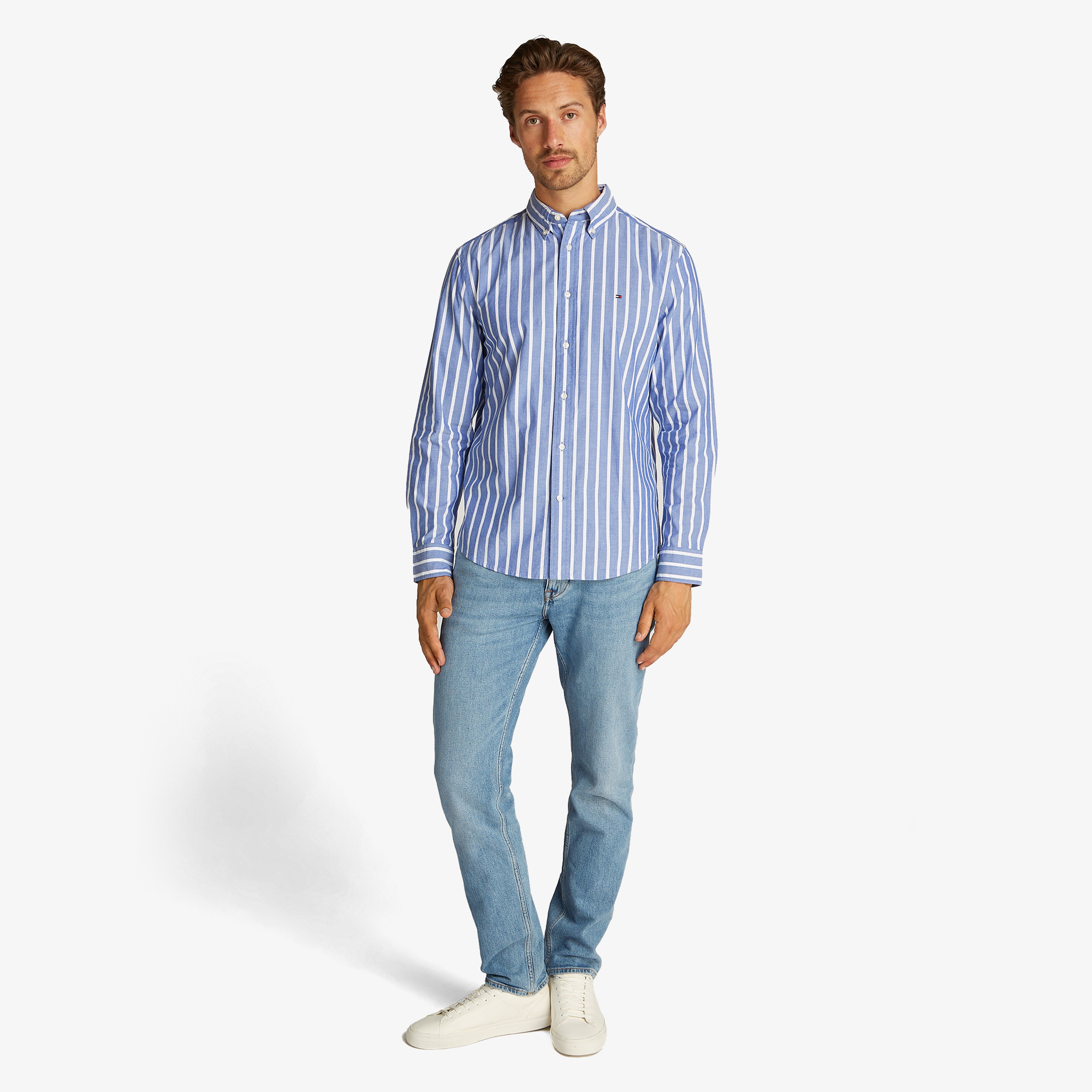 Tommy Hilfiger Flex Poplin Nautical Stp Erkek Mavi Gömlek