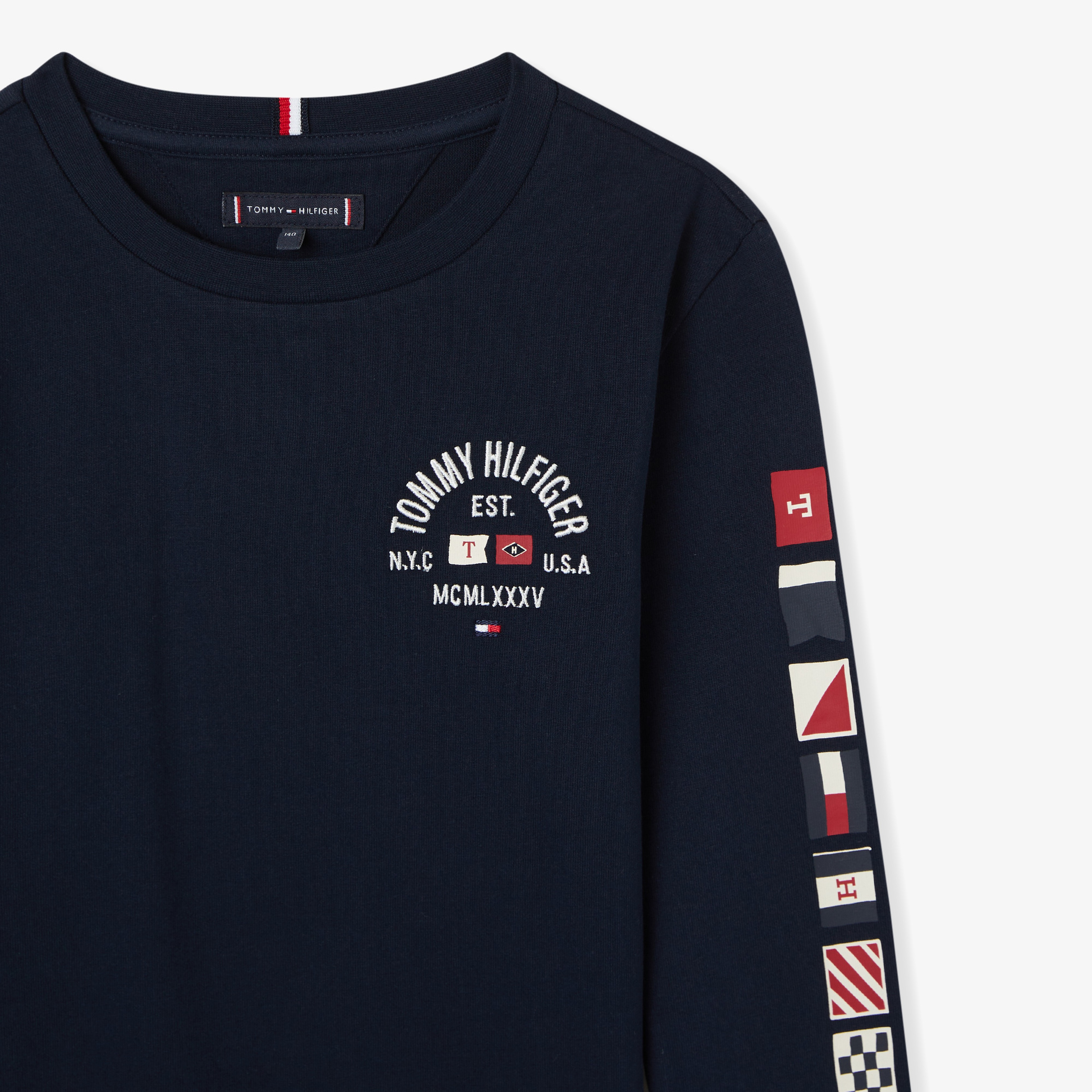 Tommy Hilfiger Flags Embroıdered Çocuk Mavi T-Shirt