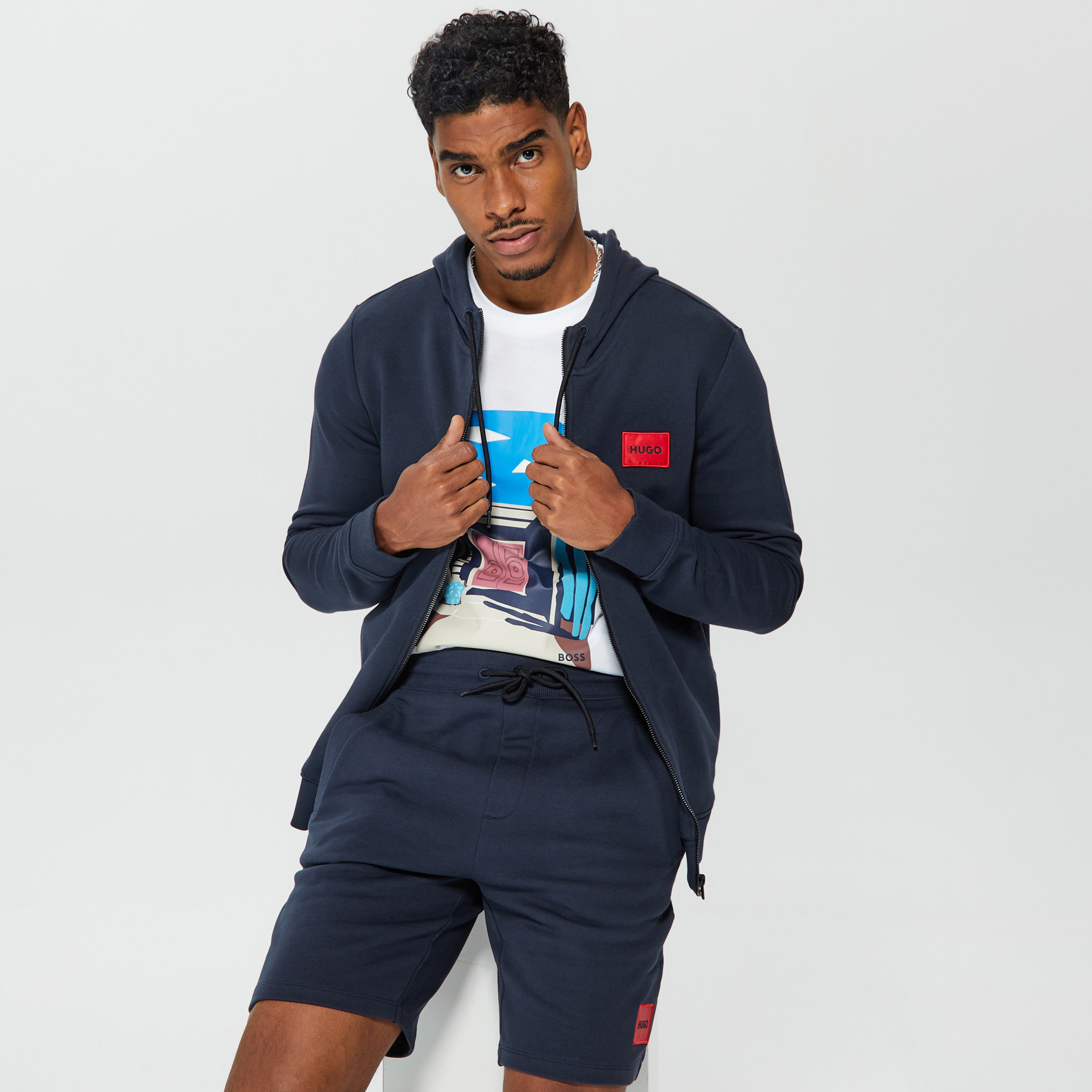 Hugo Daple212 Erkek Lacivert Hoodie Sweatshirt