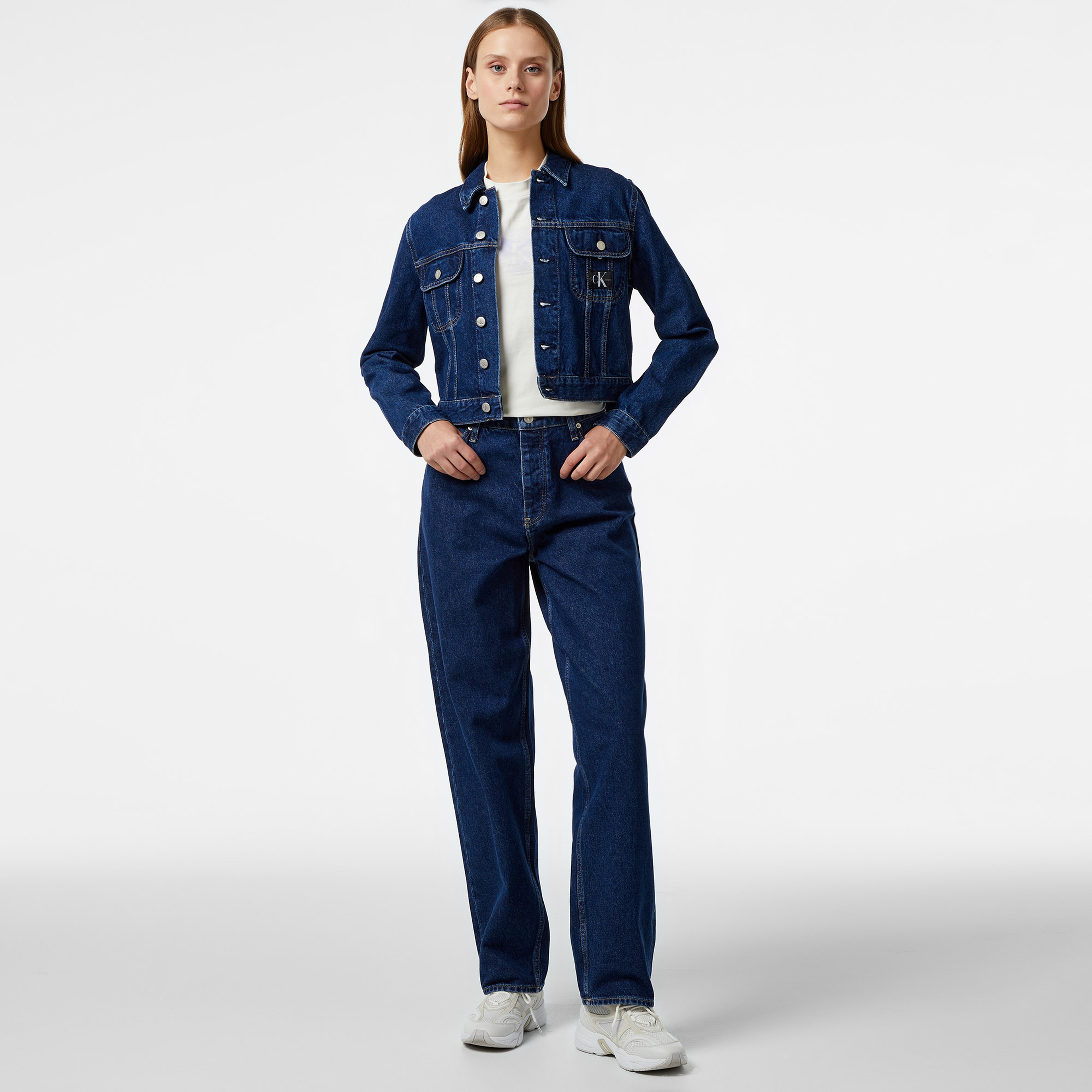 Calvin Klein Jeans Cropped 90's Kadın Mavi Ceket
