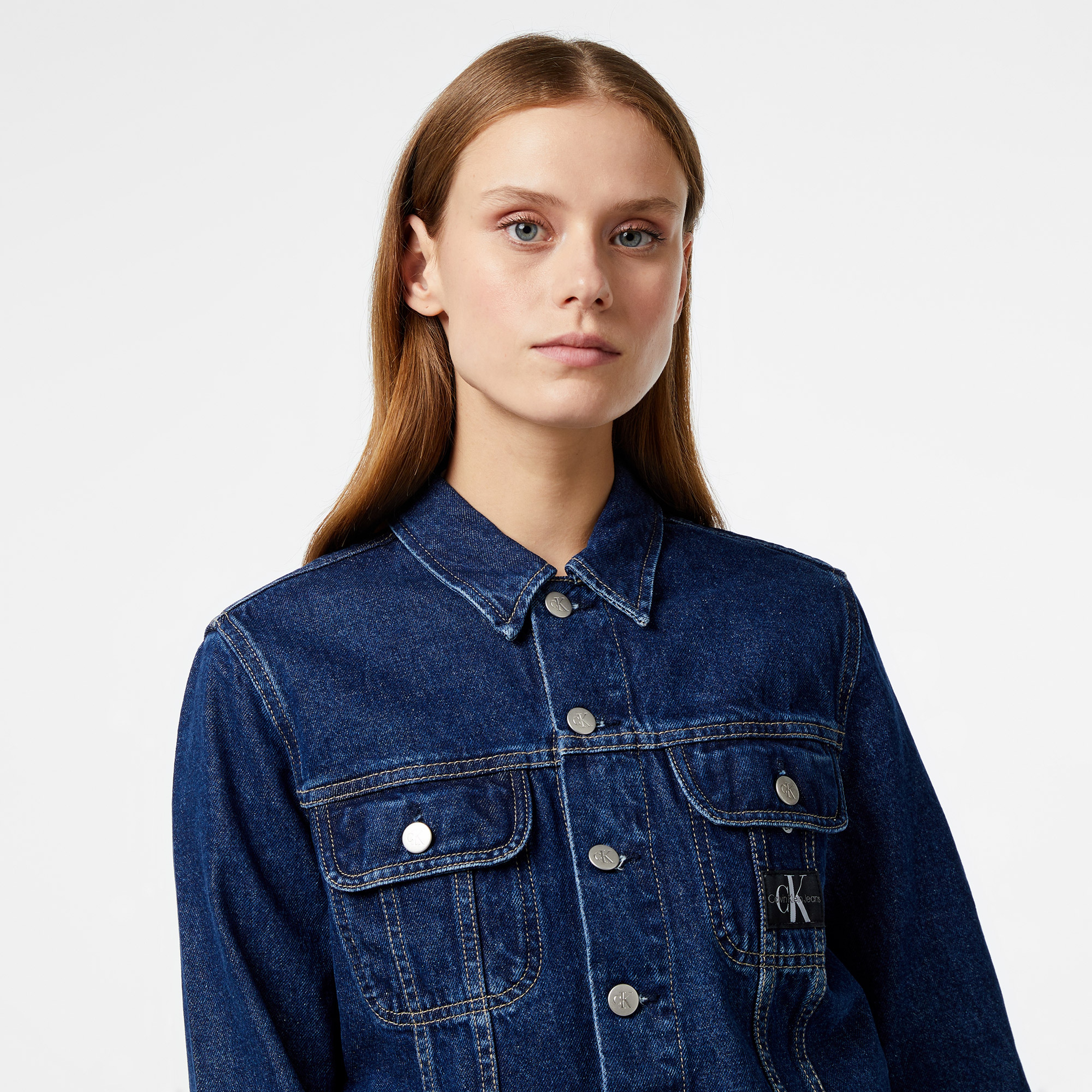 Calvin Klein Jeans Cropped 90's Kadın Mavi Ceket