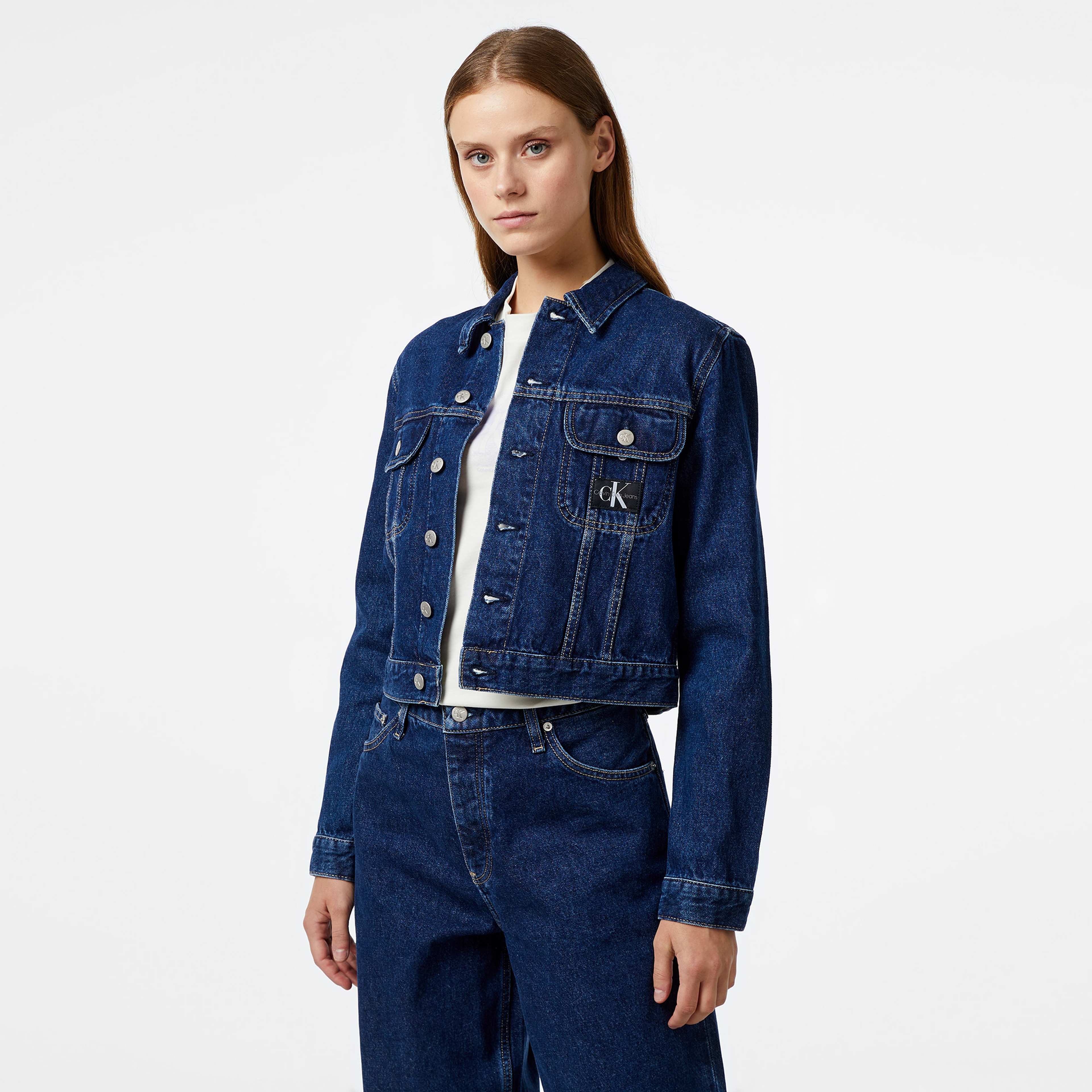 Calvin Klein Jeans Cropped 90's Kadın Mavi Ceket